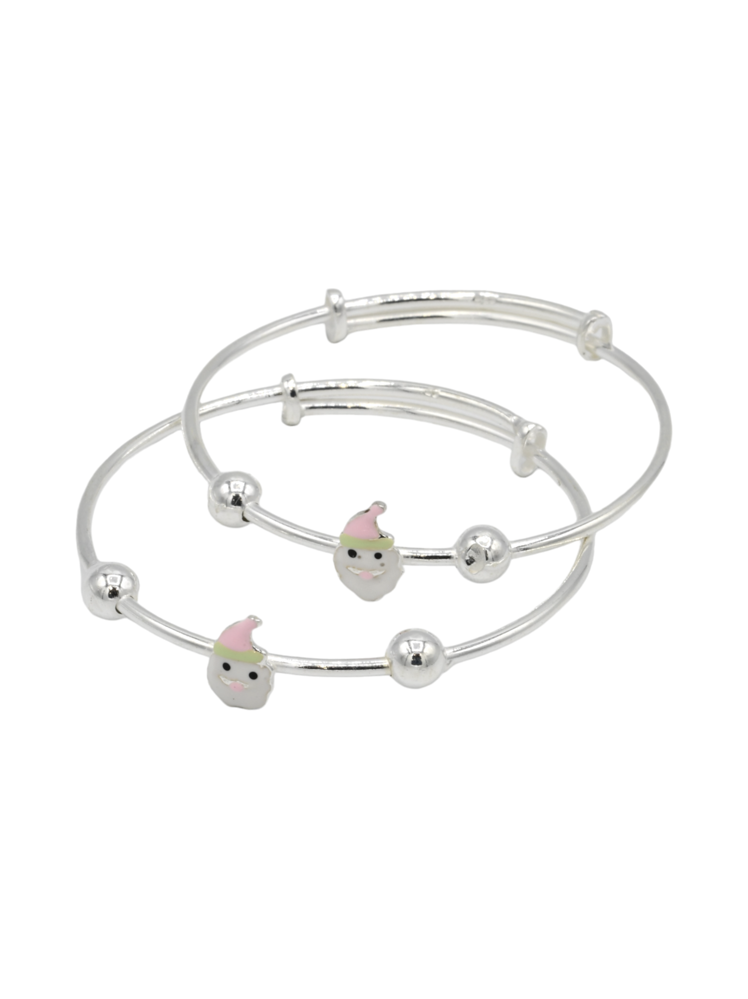 Silver 2 Piece Adjustable Baby Bangle