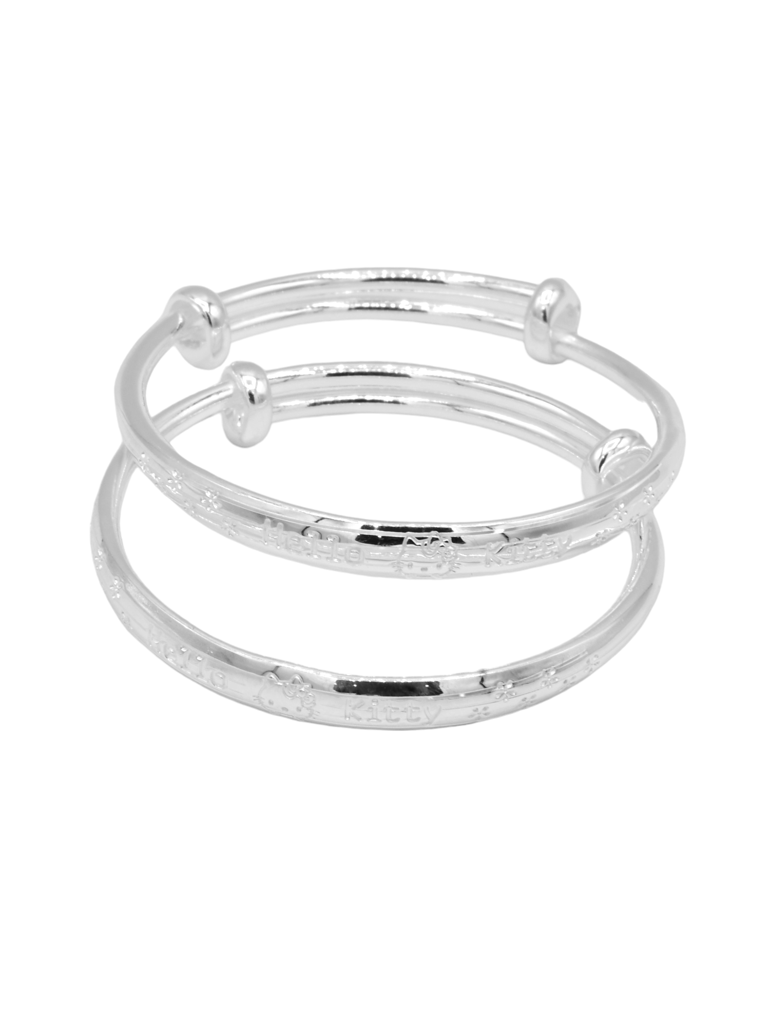 Silver 2 Piece Adjustable Baby Bangle