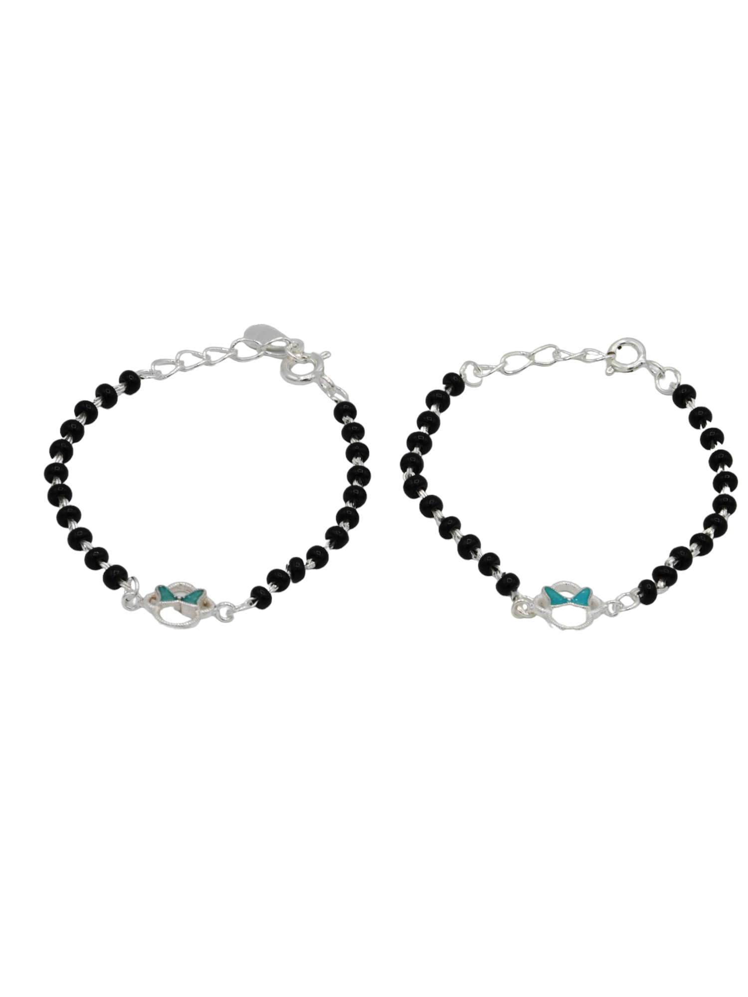 Silver Black Beads 2 Piece Baby Bracelet