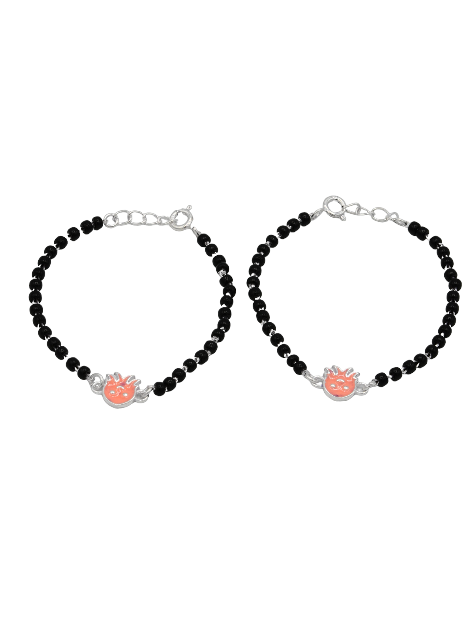 Silver Black Beads 2 Piece Baby Bracelet