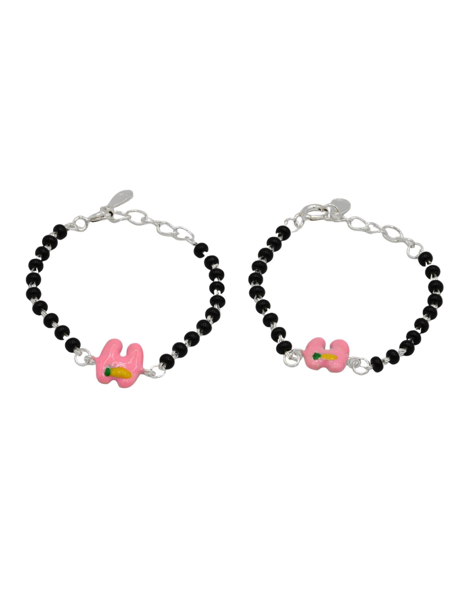 Silver Black Beads 2 Piece Baby Bracelet