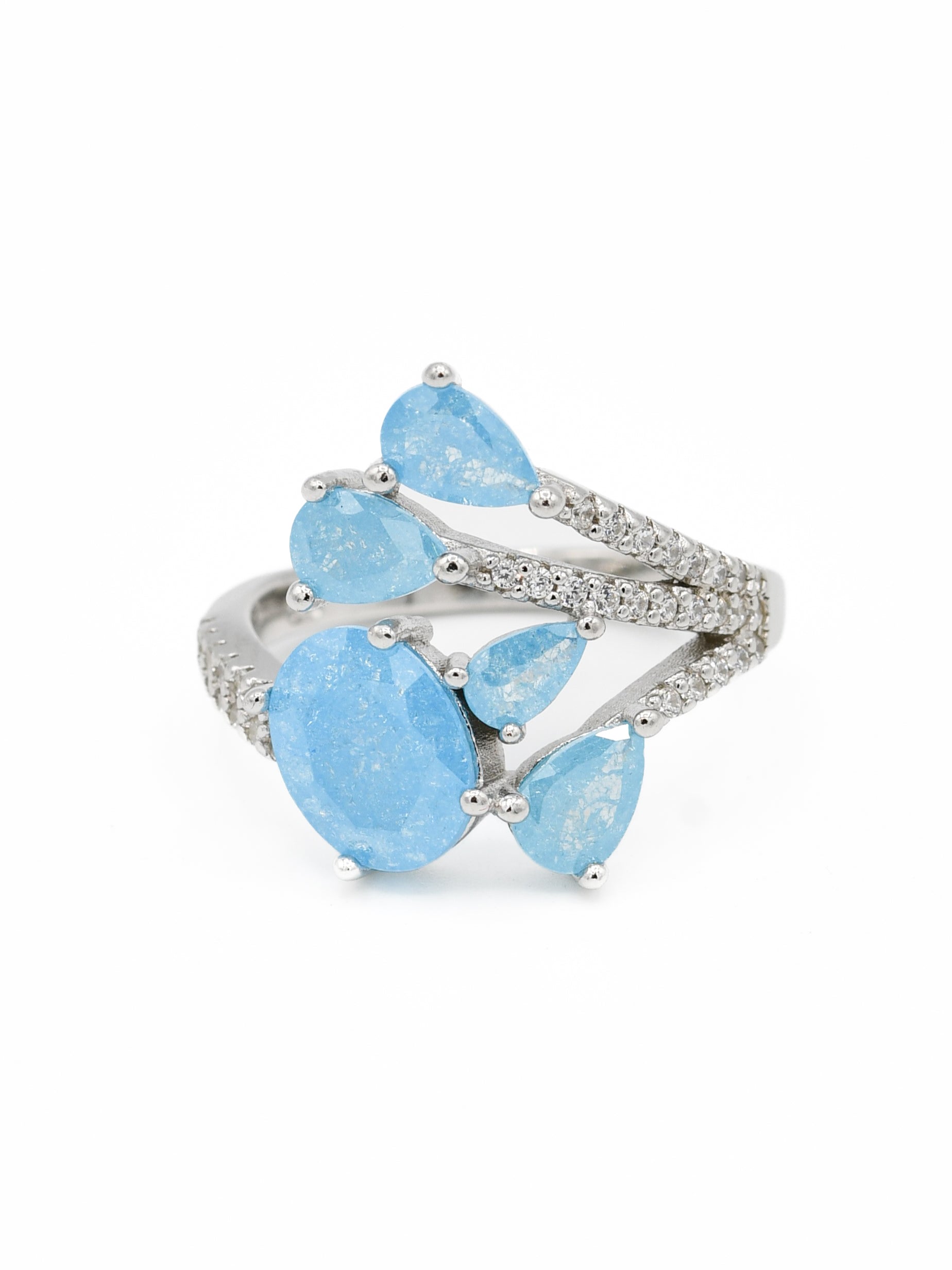 Silver Blue CZ Ladies Ring