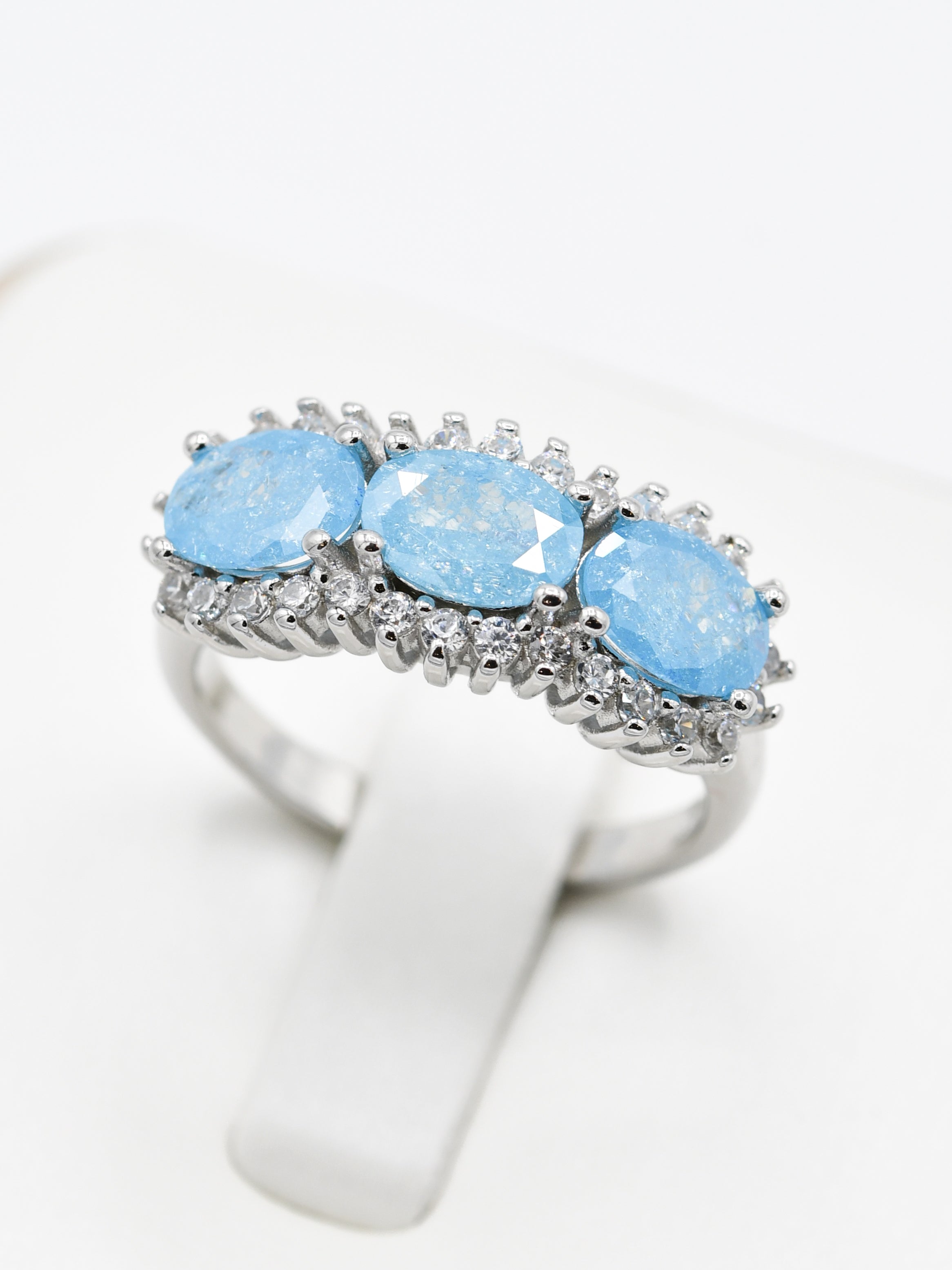 Silver Blue CZ Ladies Ring