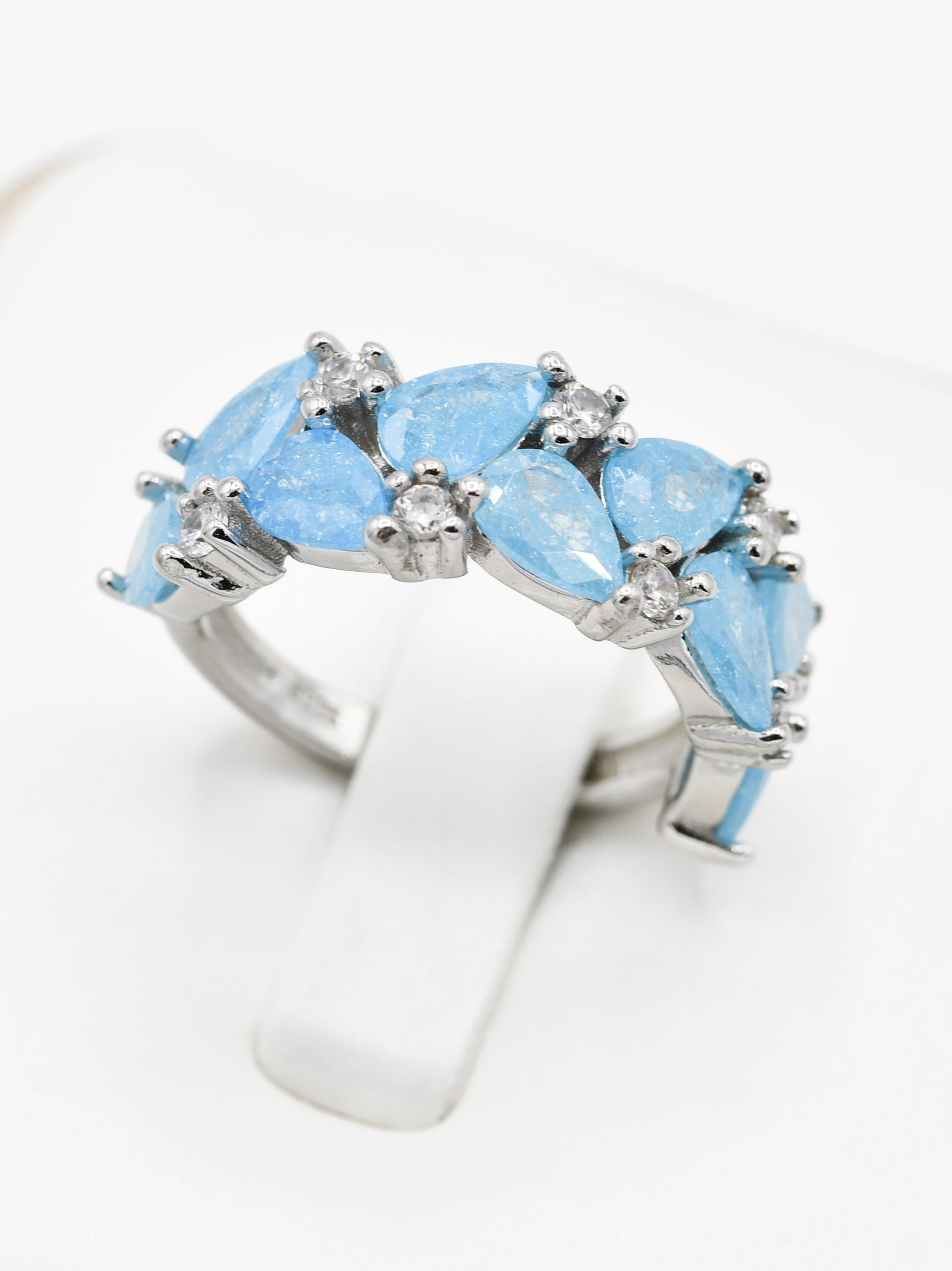 Silver Blue CZ Ladies Ring