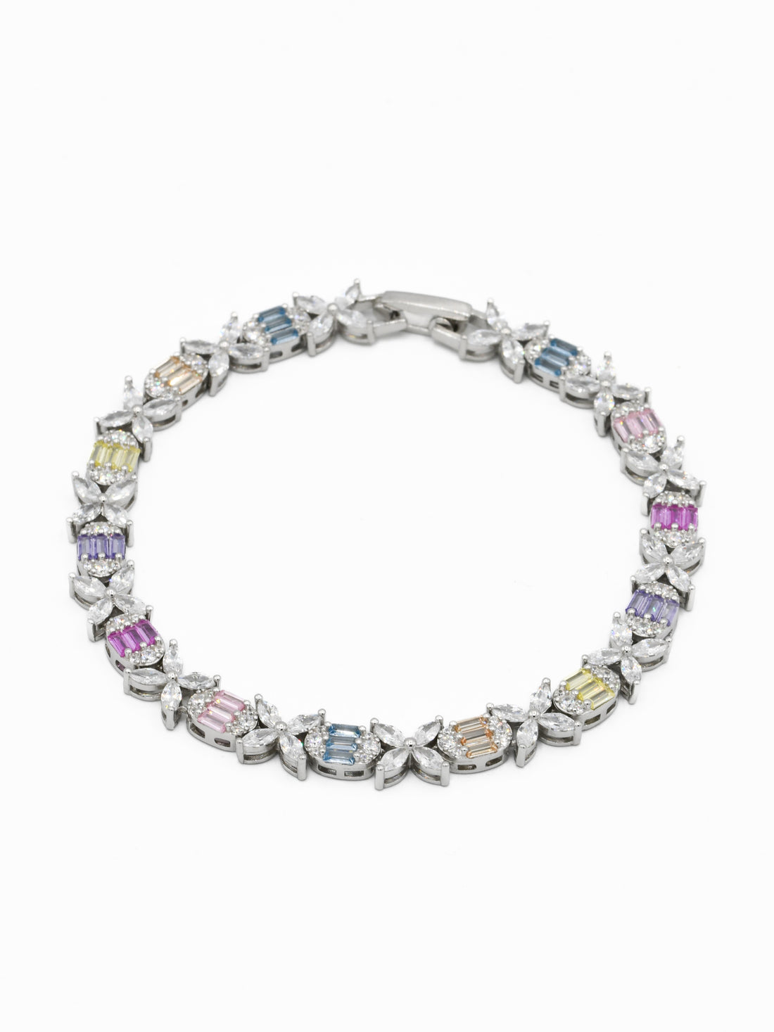 Silver Multi CZ Ladies Bracelet