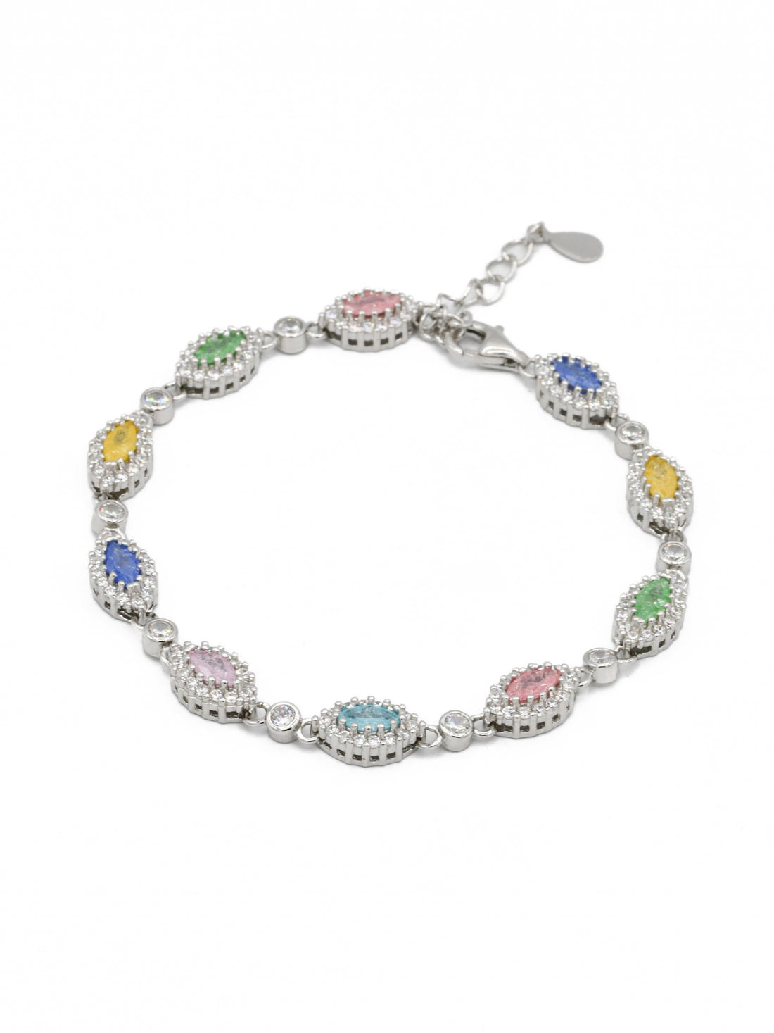 Silver Multi CZ Ladies Bracelet