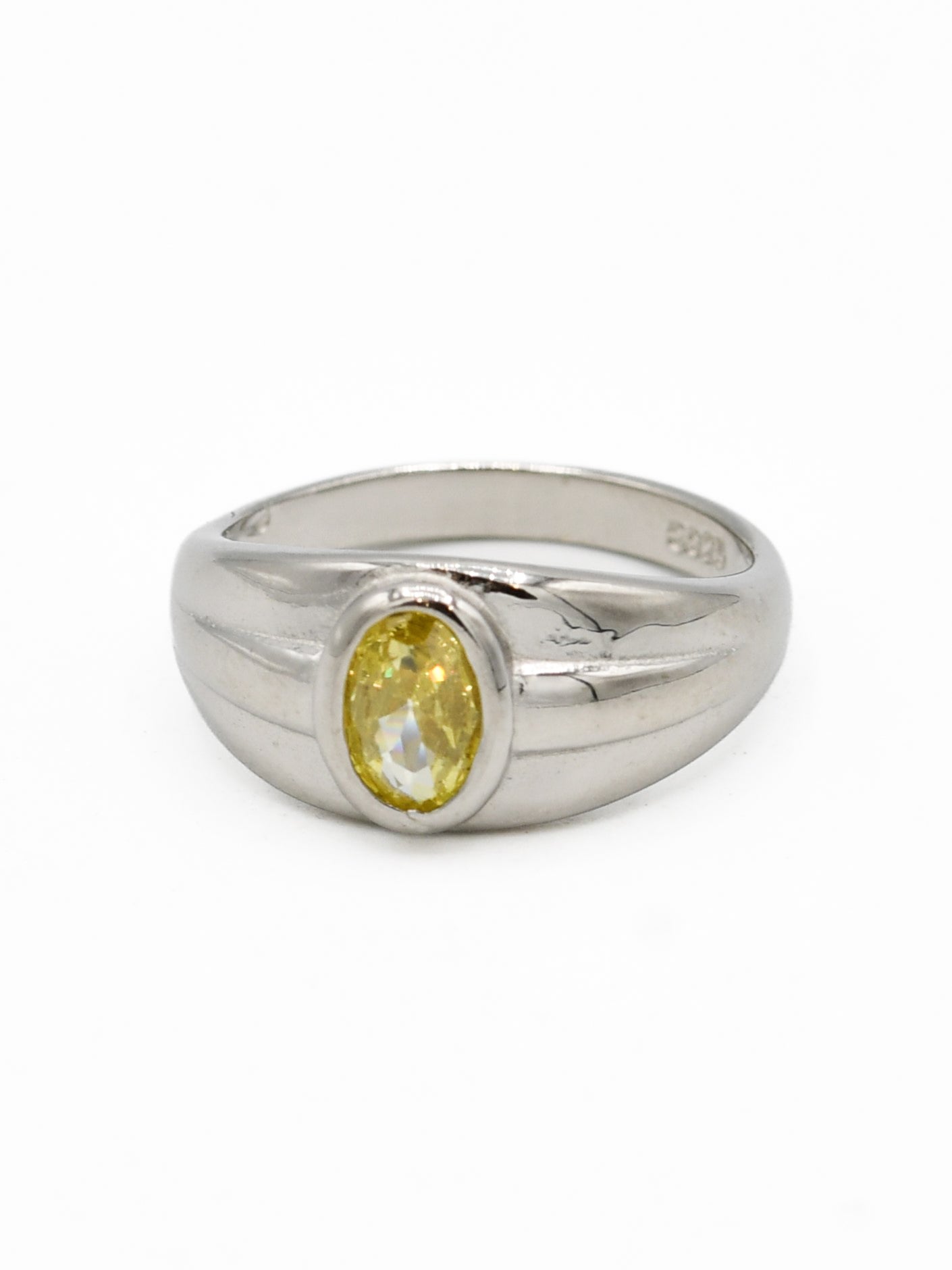 Silver Yellow Stone Baby Ring