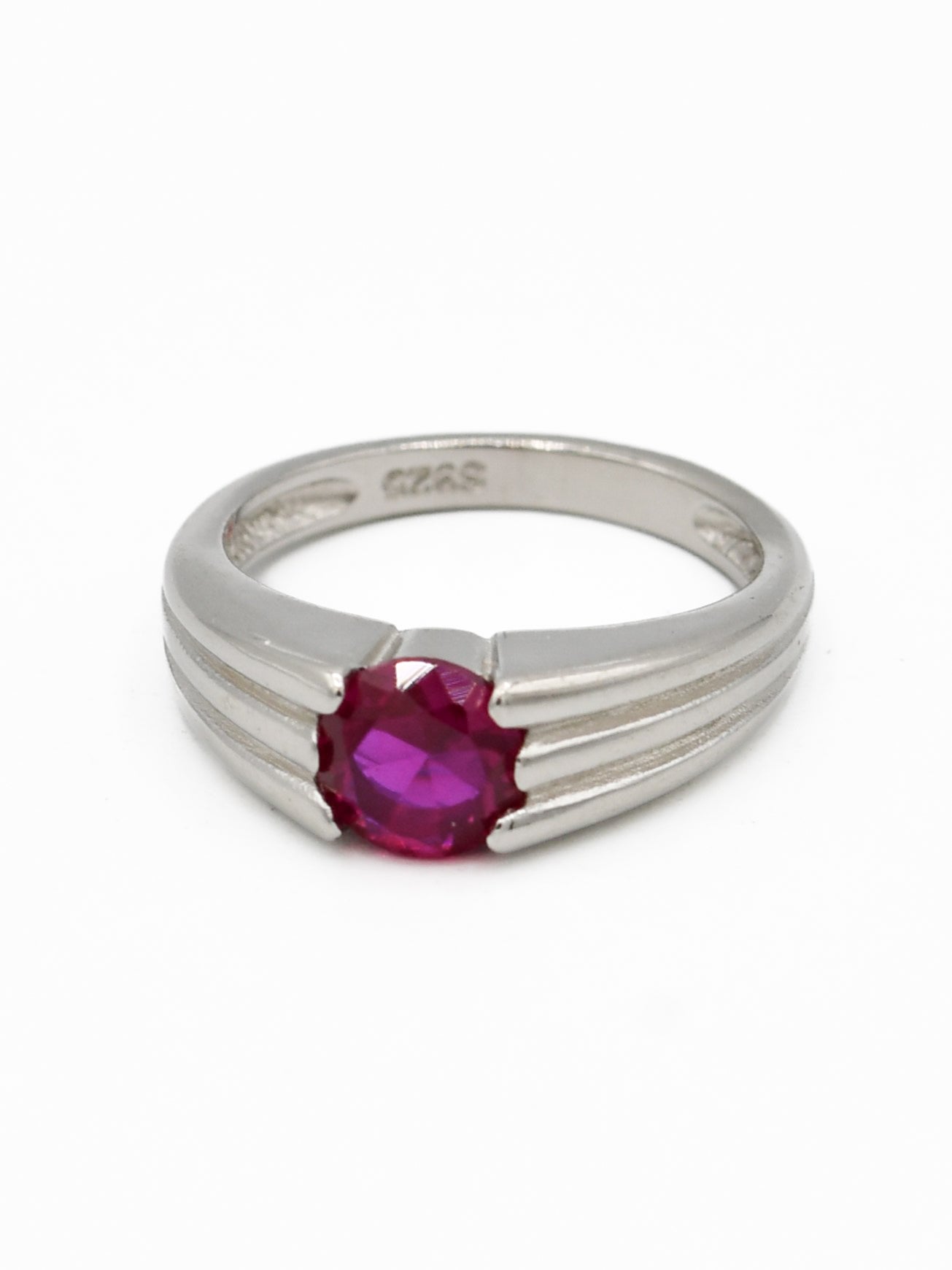 Silver Pink Stone Baby Ring