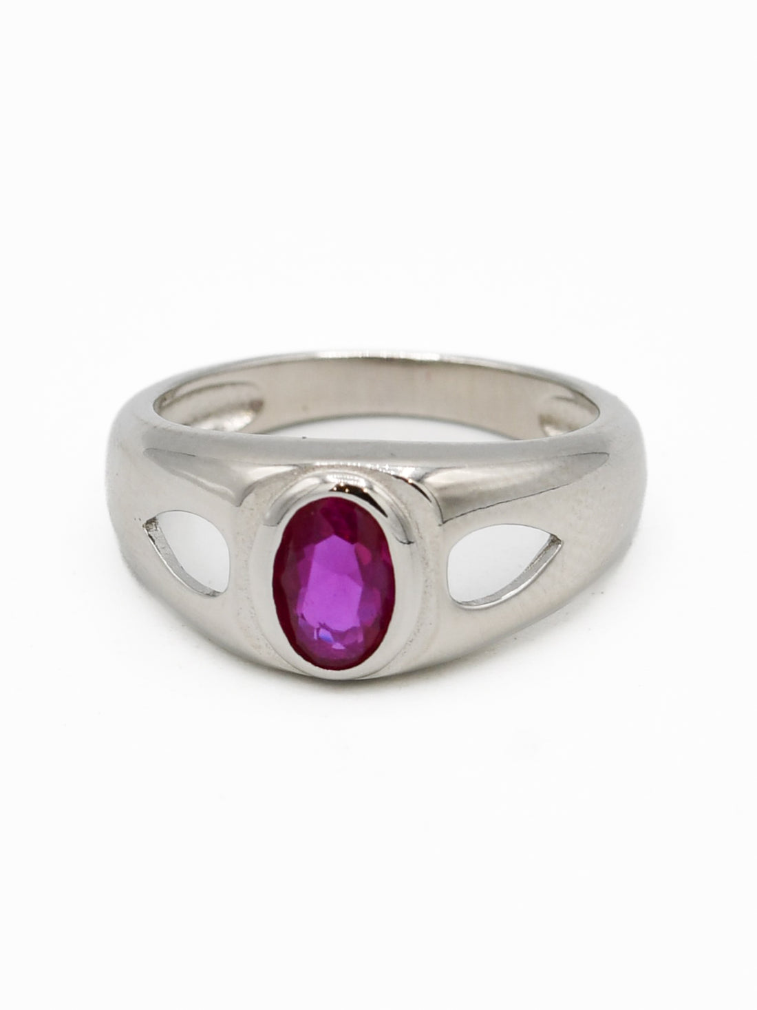 Silver Pink Stone Baby Ring