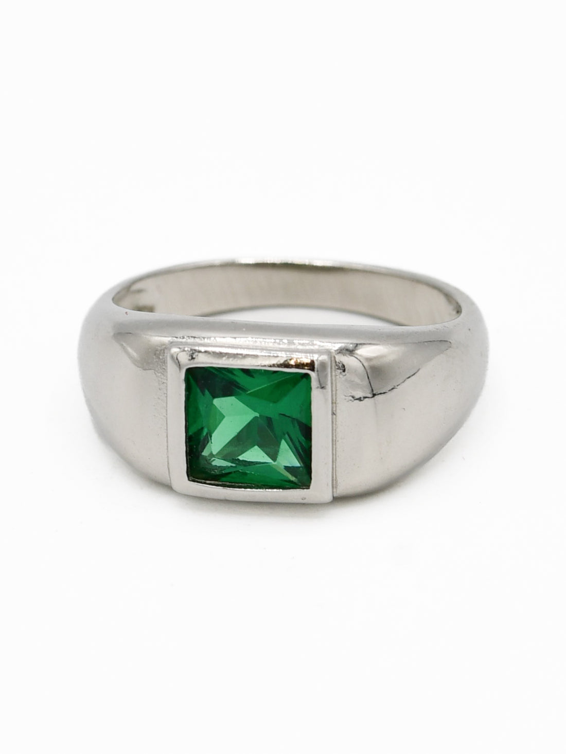 Silver Green Stone Baby Ring