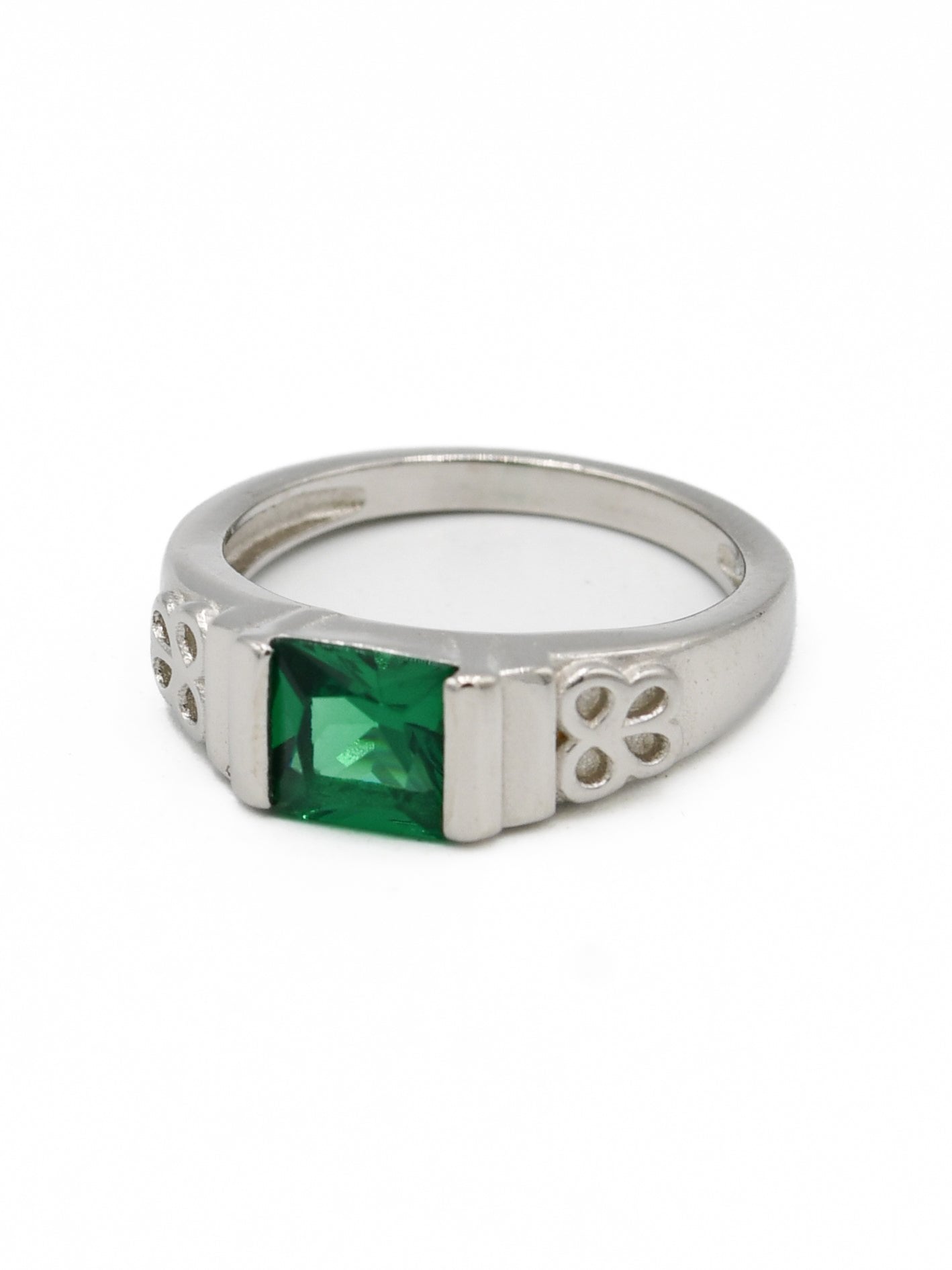 Silver Green Stone Baby Ring