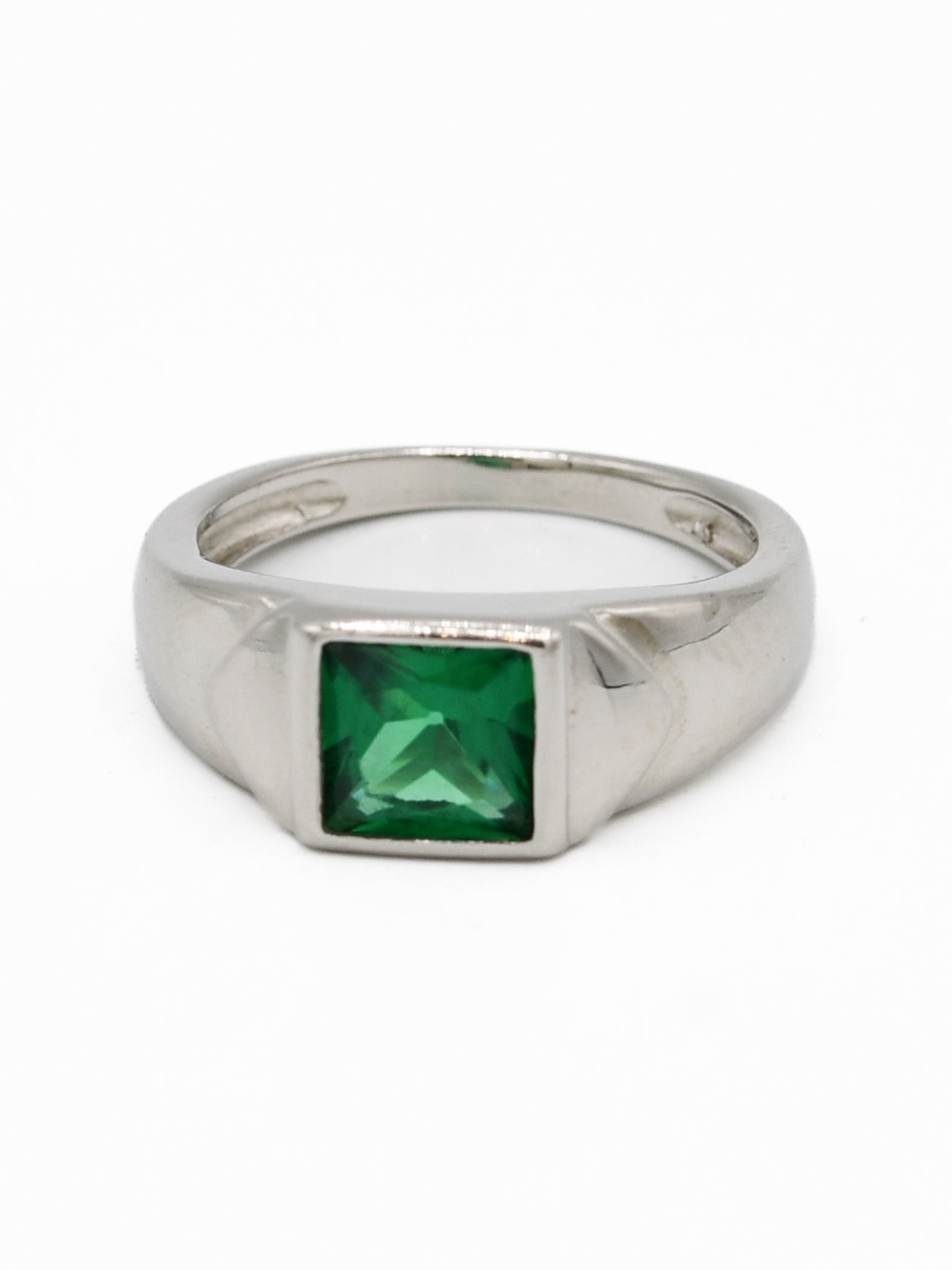 Silver Green Stone Baby Ring