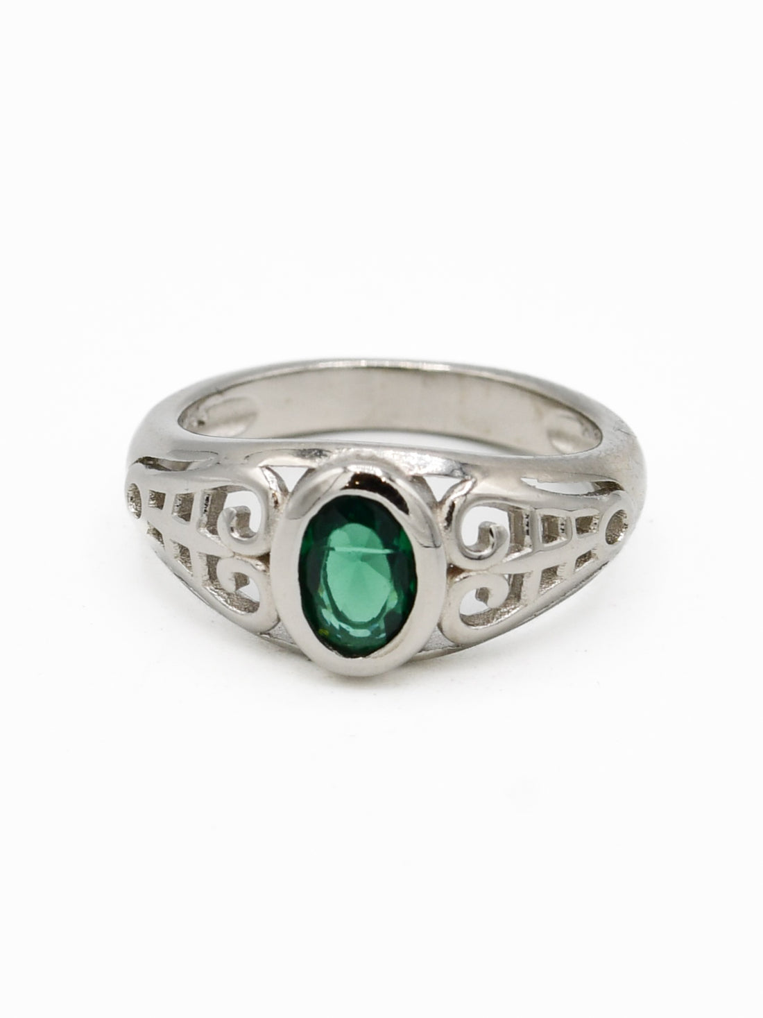 Silver Green Stone Baby Ring