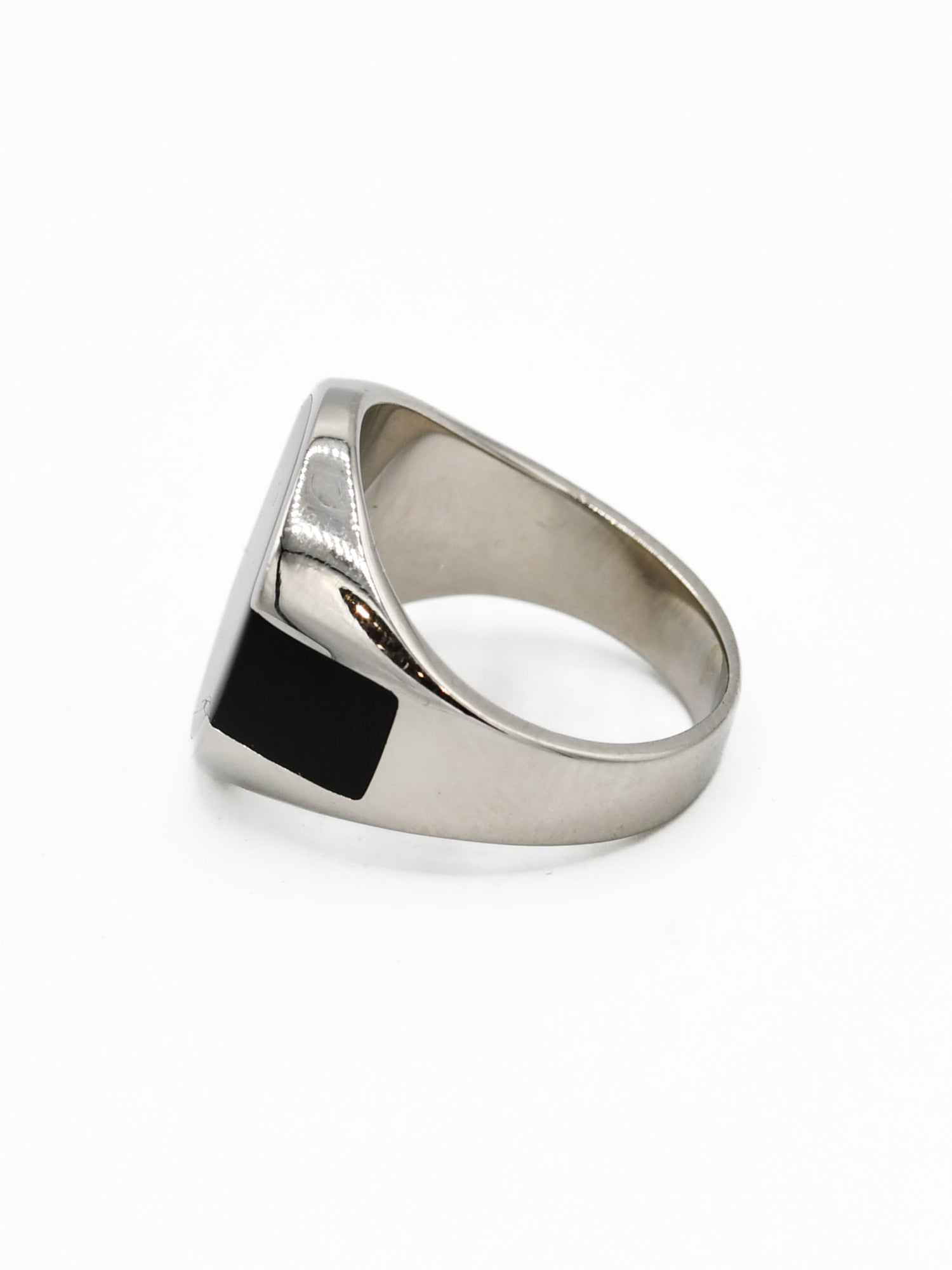 Silver Black Stone Ring