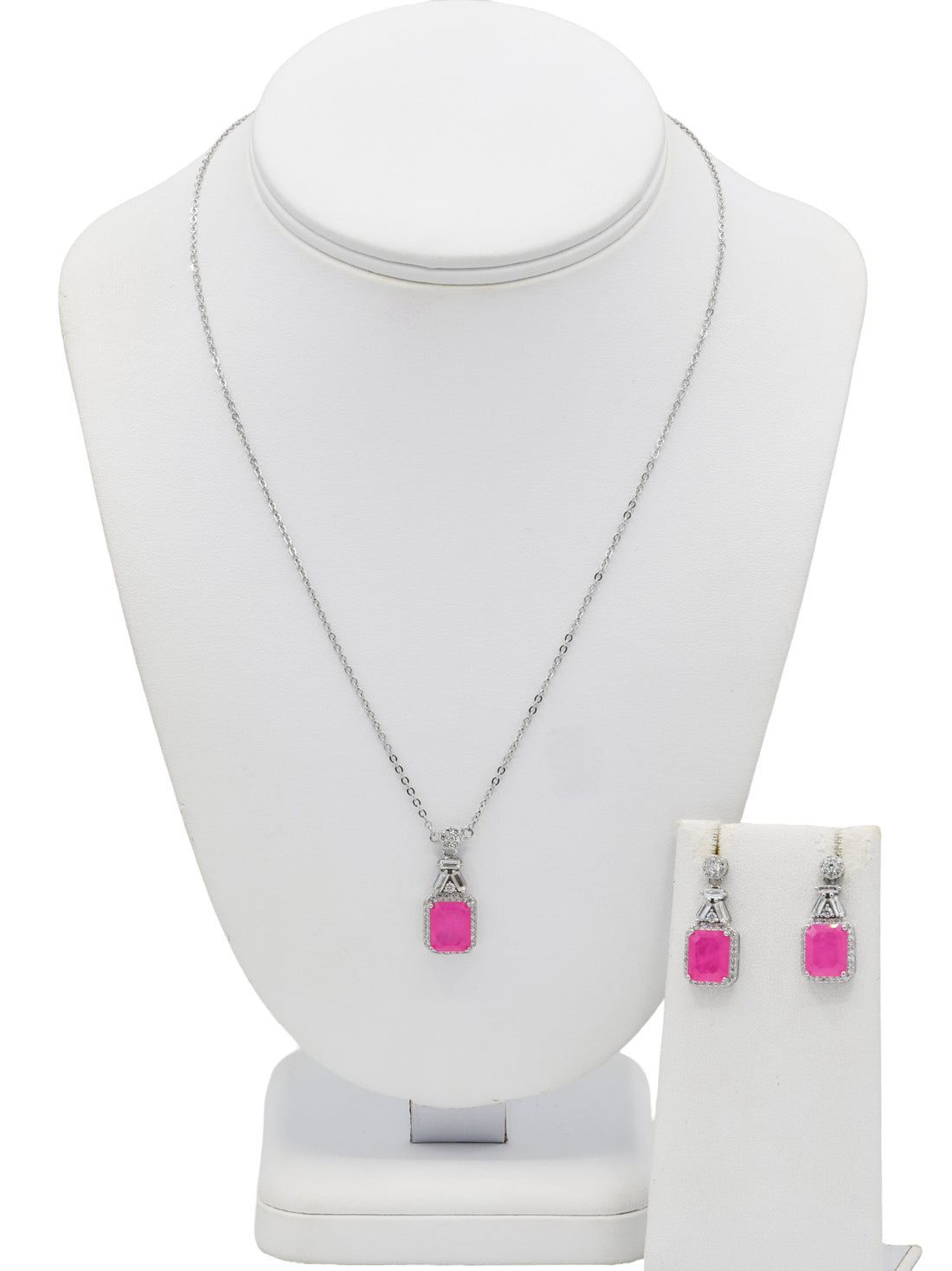 Silver CZ Necklace Set