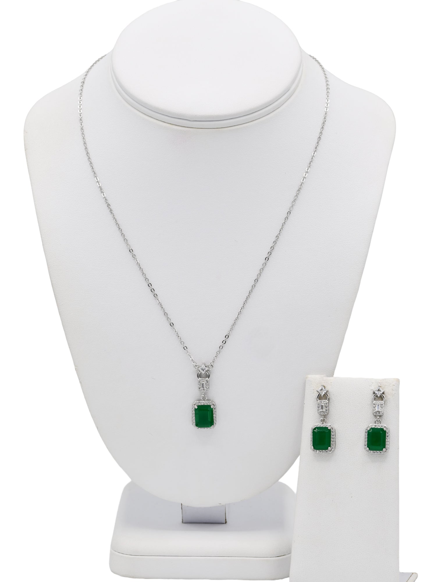 Silver CZ Necklace Set