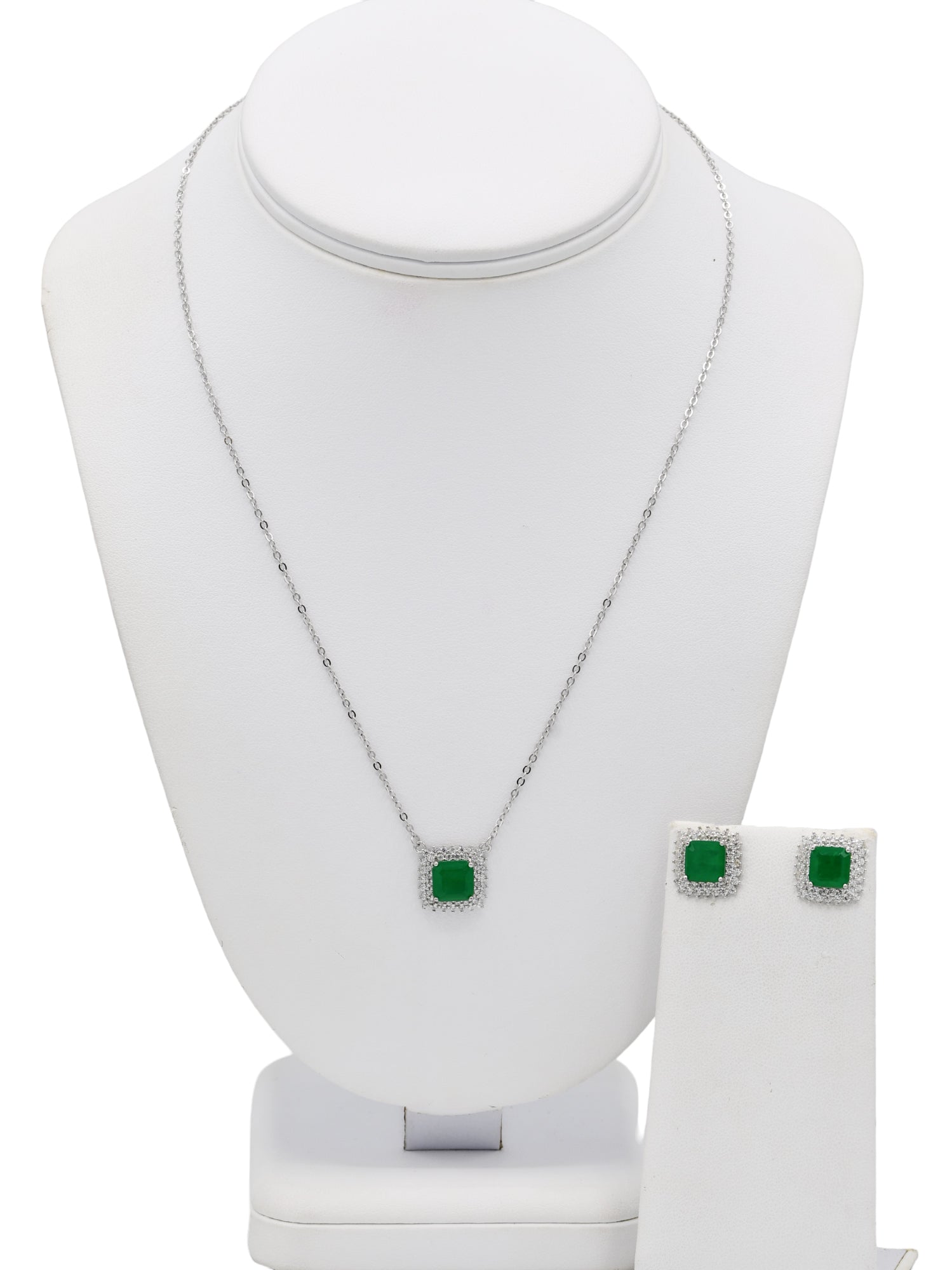 Silver CZ Necklace Set