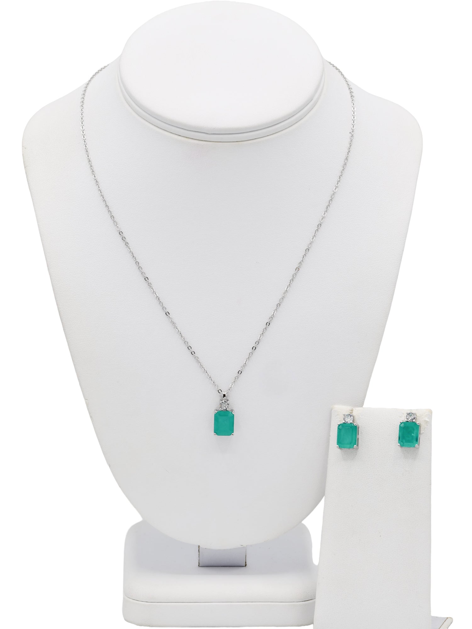 Silver CZ Necklace Set