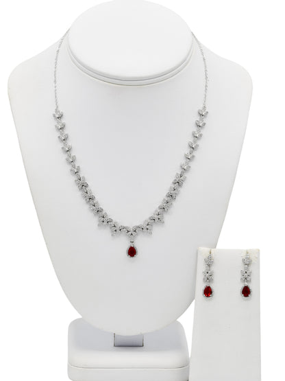 Silver CZ Necklace Set