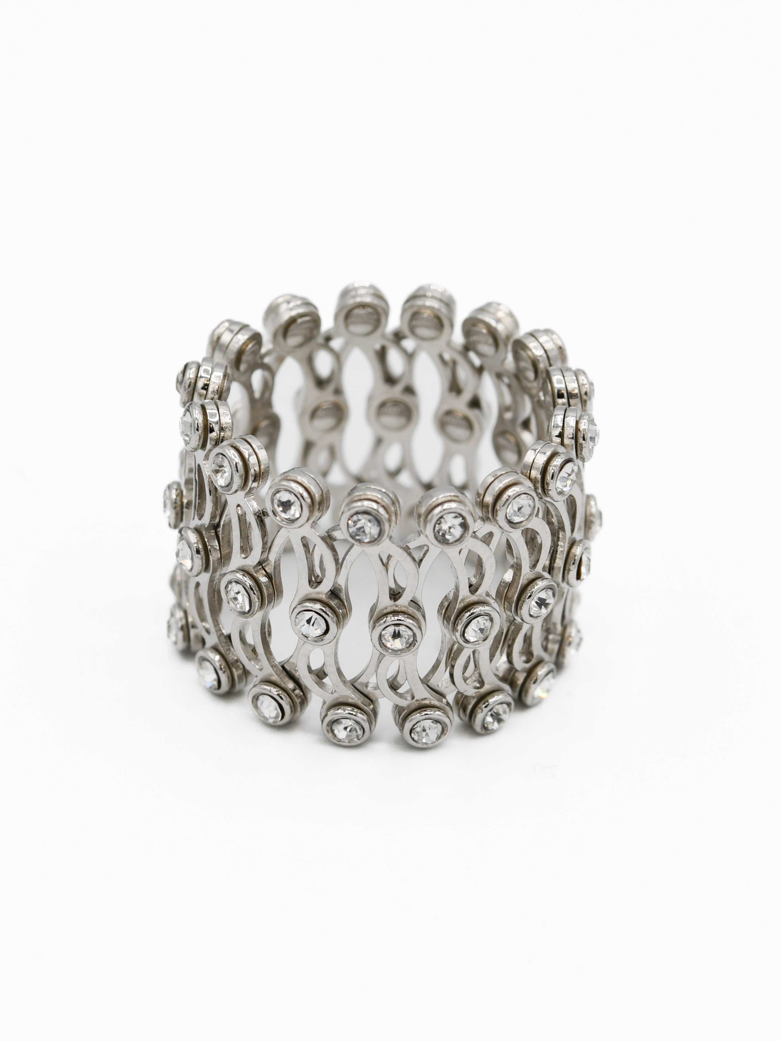 Silver CZ Convertible Ring cum Bracelet