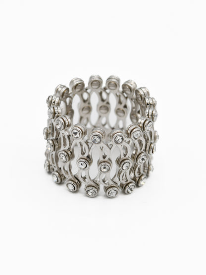 Silver CZ Convertible Ring cum Bracelet