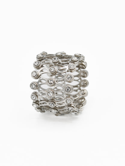 Silver CZ Convertible Ring cum Bracelet