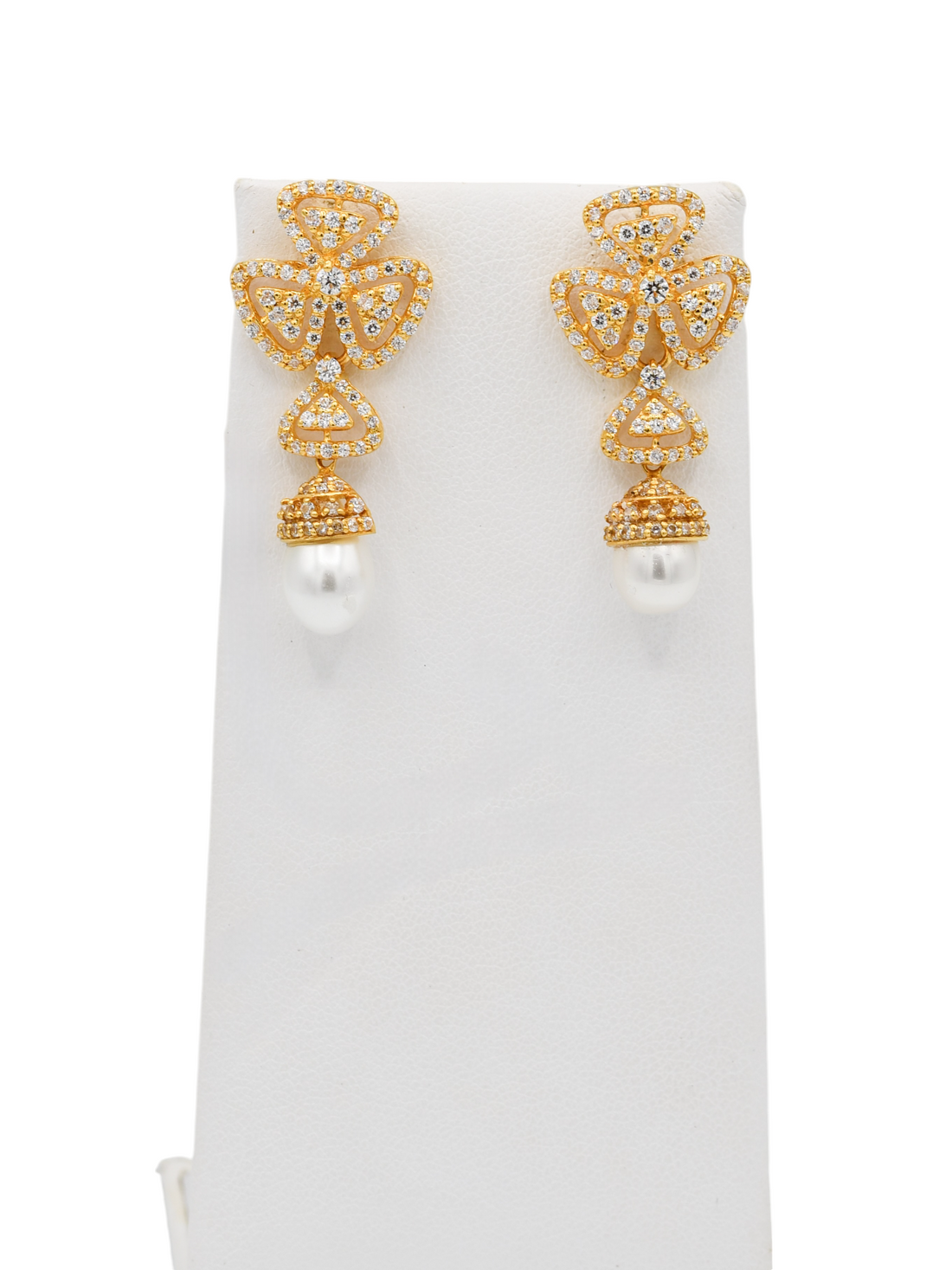 22ct Gold CZ Pearl Earrings