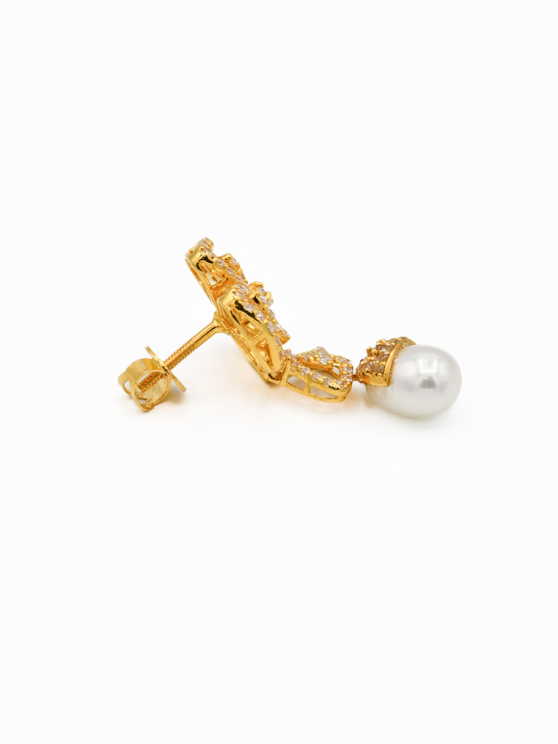 22ct Gold CZ Pearl Earrings