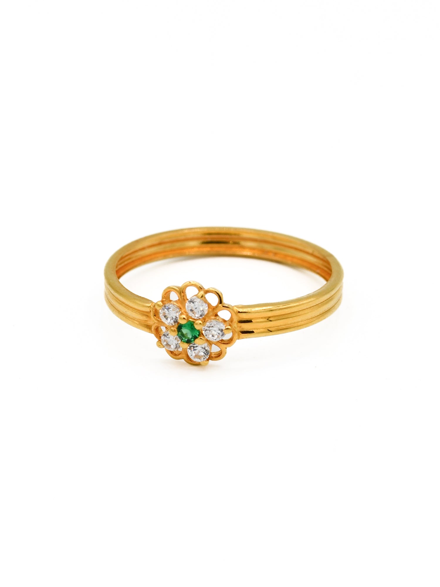 22ct Gold Green CZ Ladies Ring