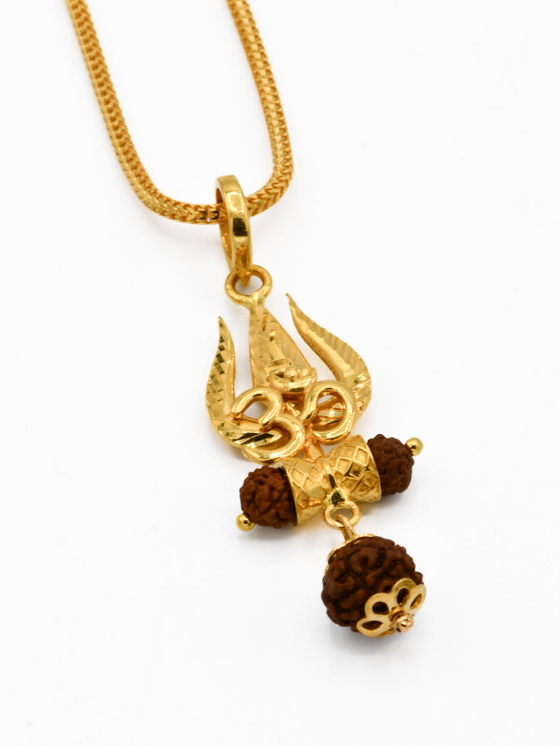 22ct Gold Rudraksh Trishul Om Pendant