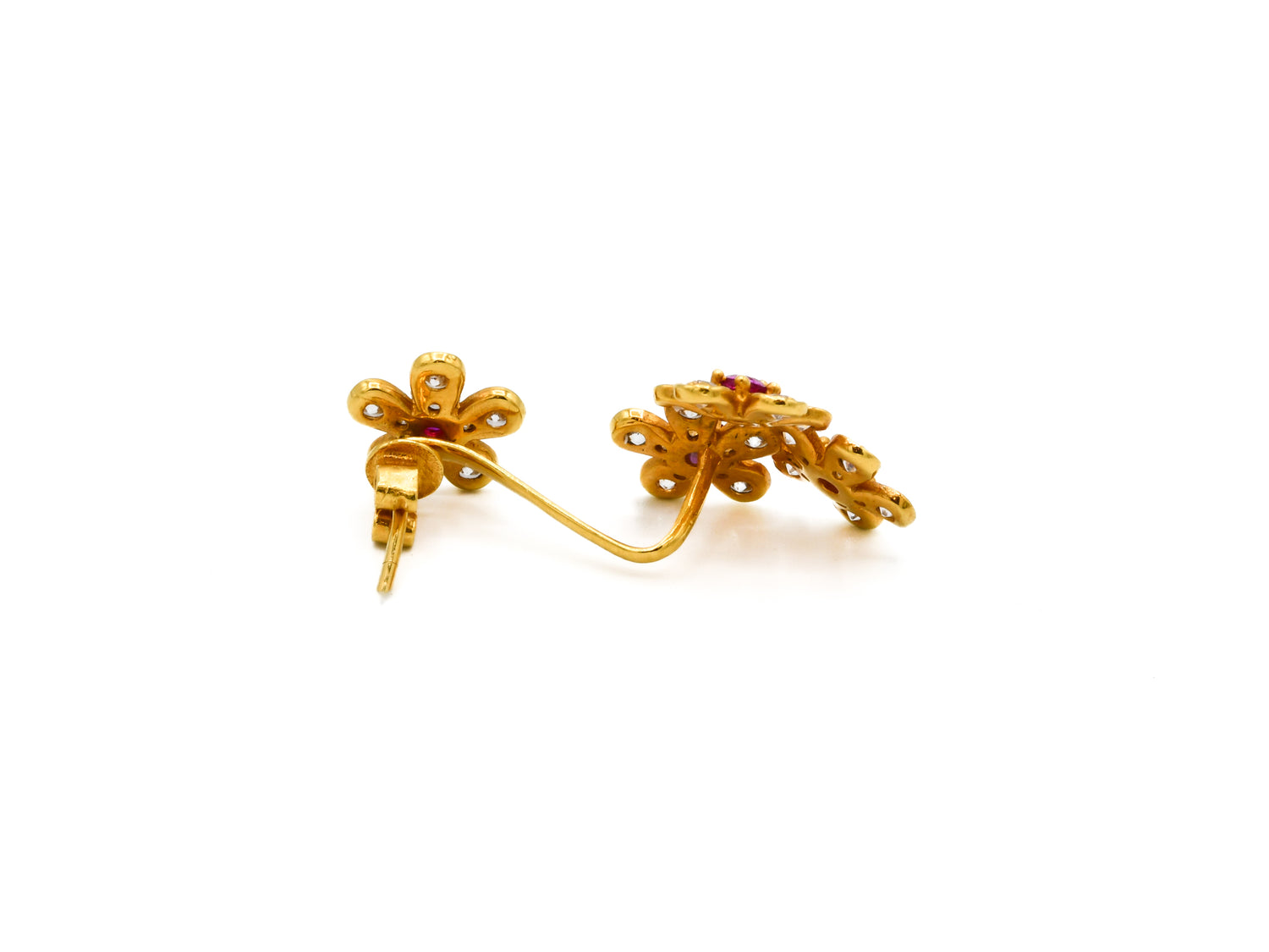 18ct Gold Pink CZ Earrings - Roop Darshan