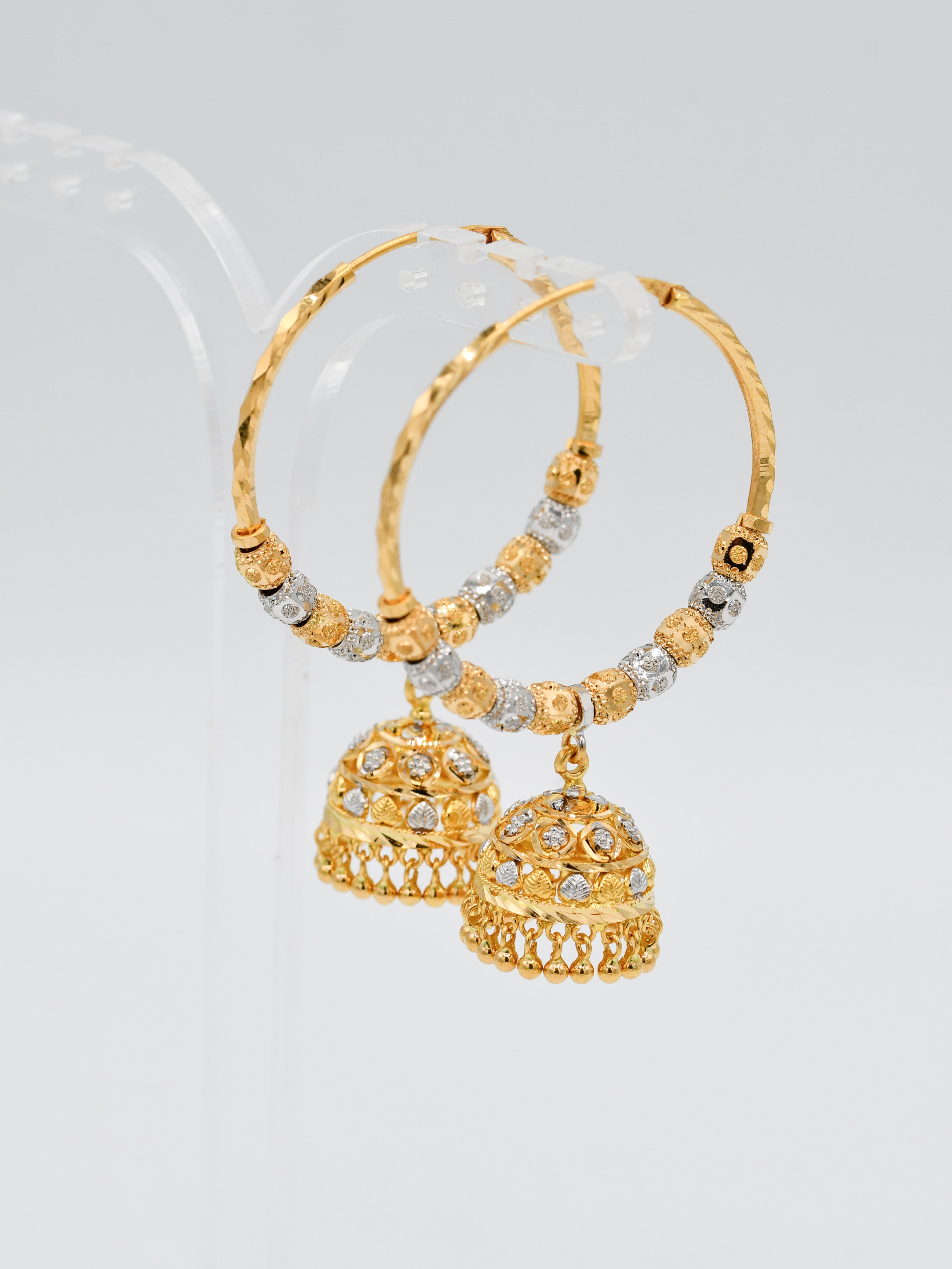 22ct Gold Two Tone Ball Jhumki Bali