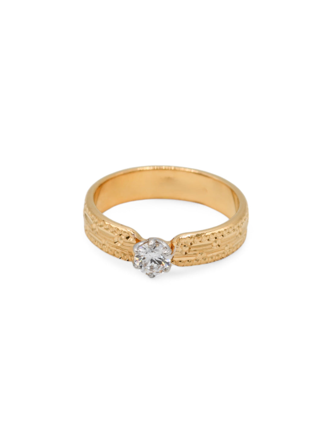 22ct Gold CZ Two Tone Ladies Ring