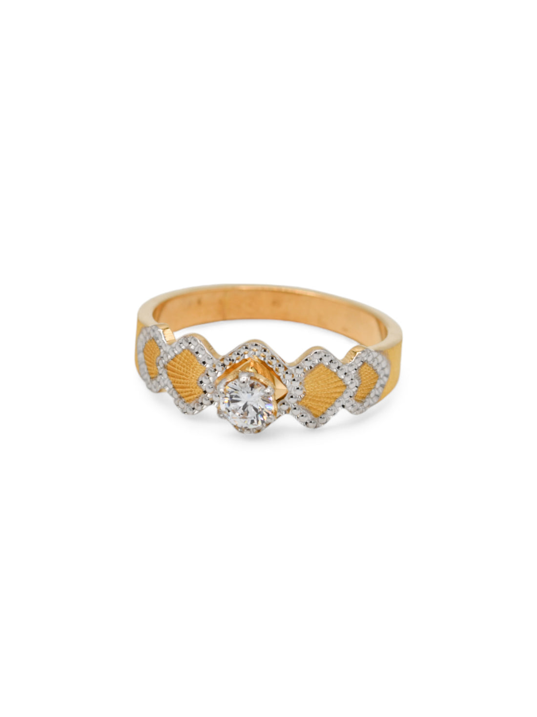 22ct Gold CZ Two Tone Ladies Ring