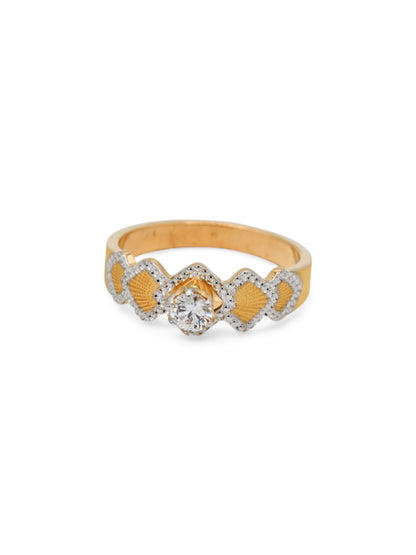 22ct Gold CZ Two Tone Ladies Ring