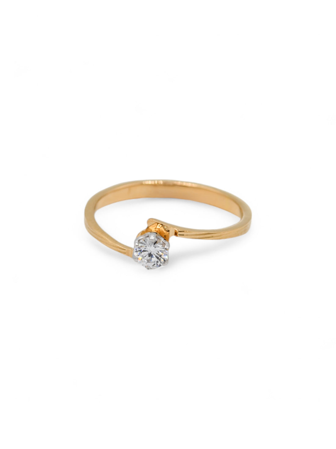 22ct Gold CZ Two Tone Ladies Ring