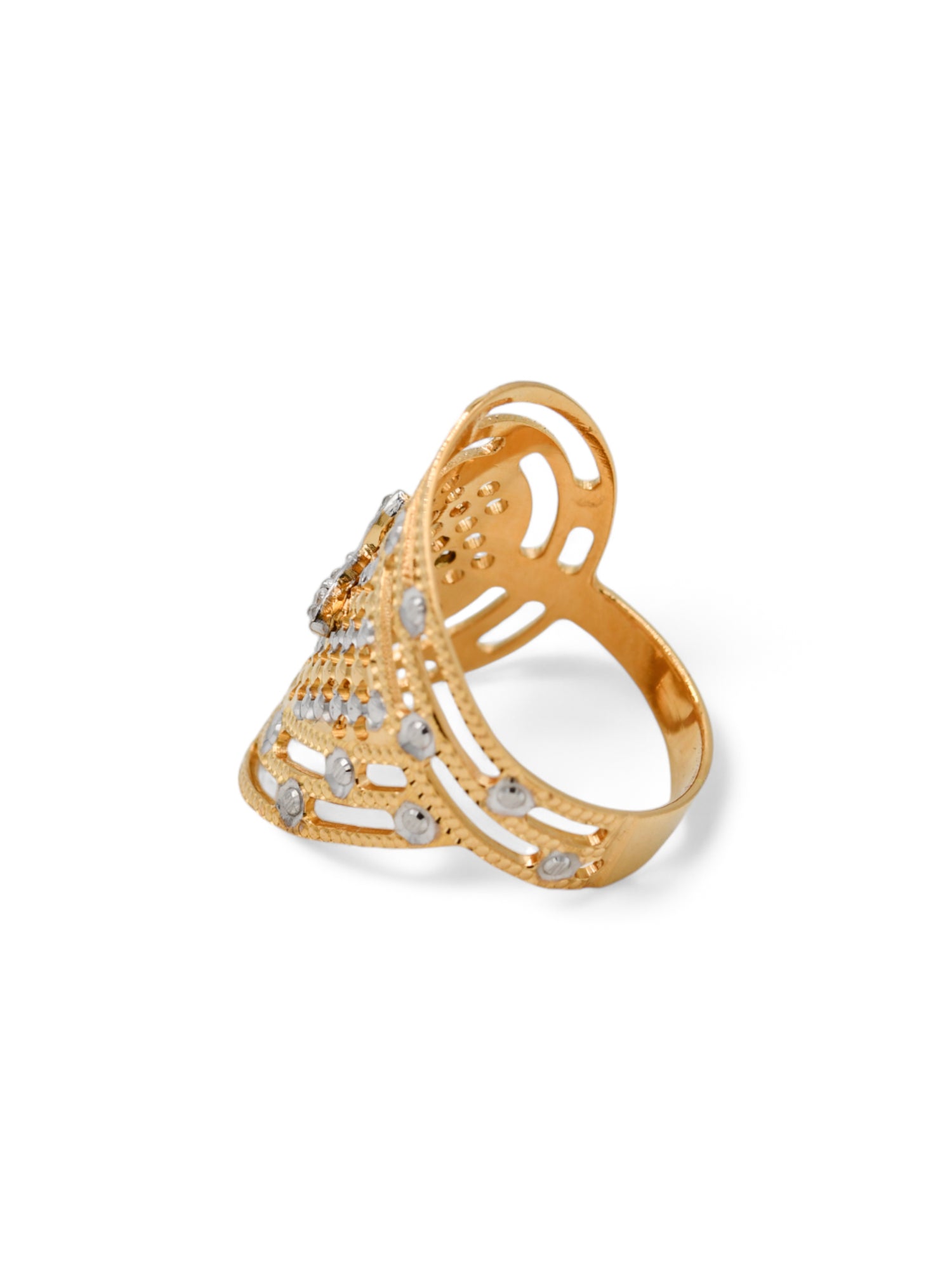 22ct Gold CZ Two Tone Ladies Ring