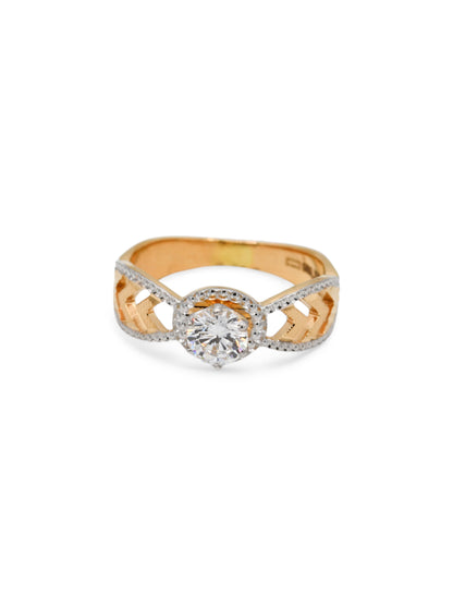 22ct Gold CZ Two Tone Ladies Ring