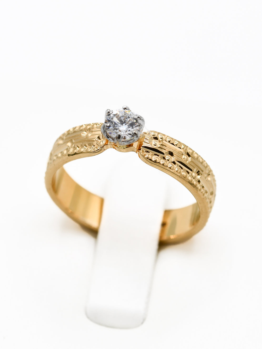 22ct Gold CZ Two Tone Ladies Ring