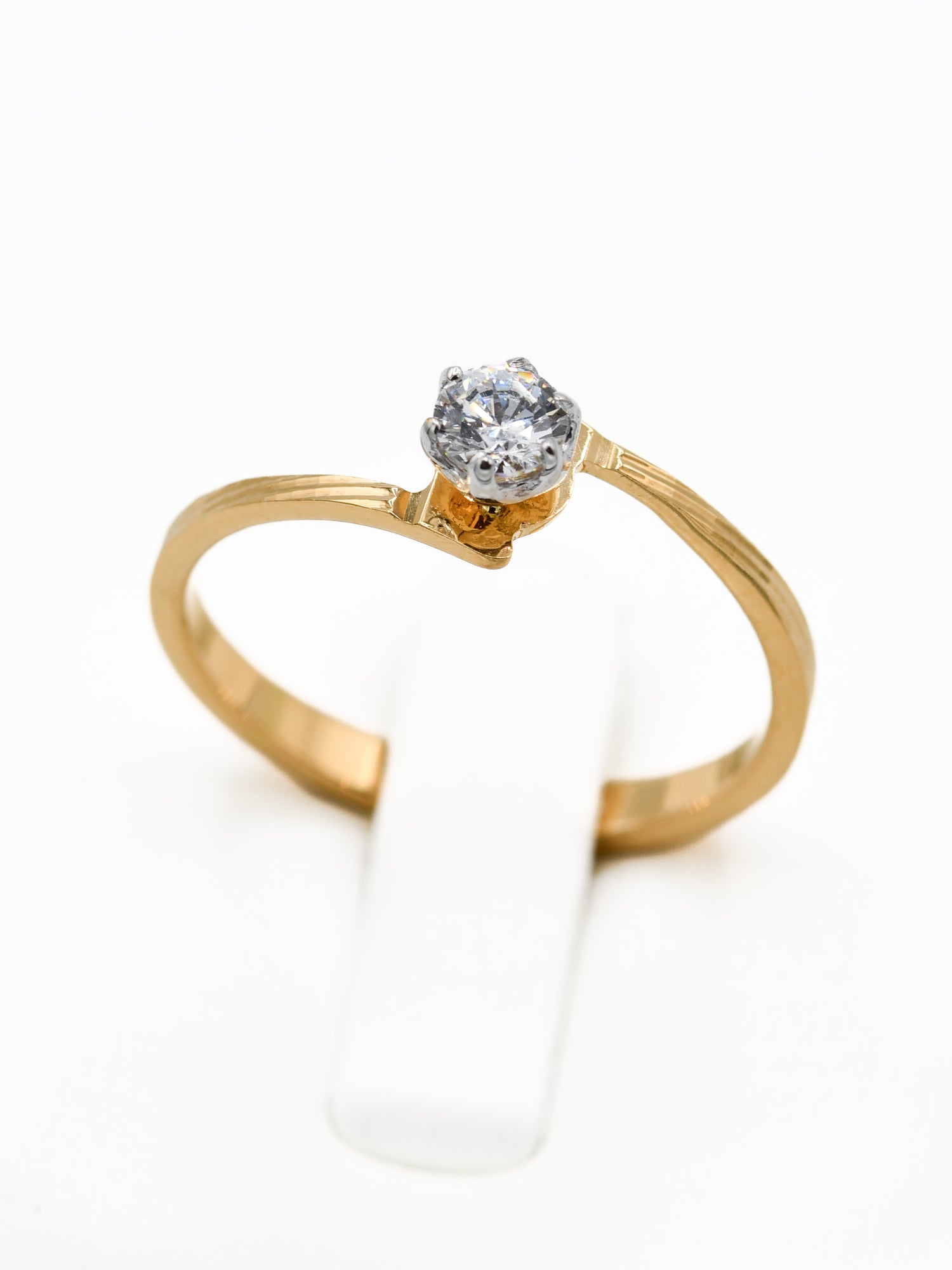 22ct Gold CZ Two Tone Ladies Ring