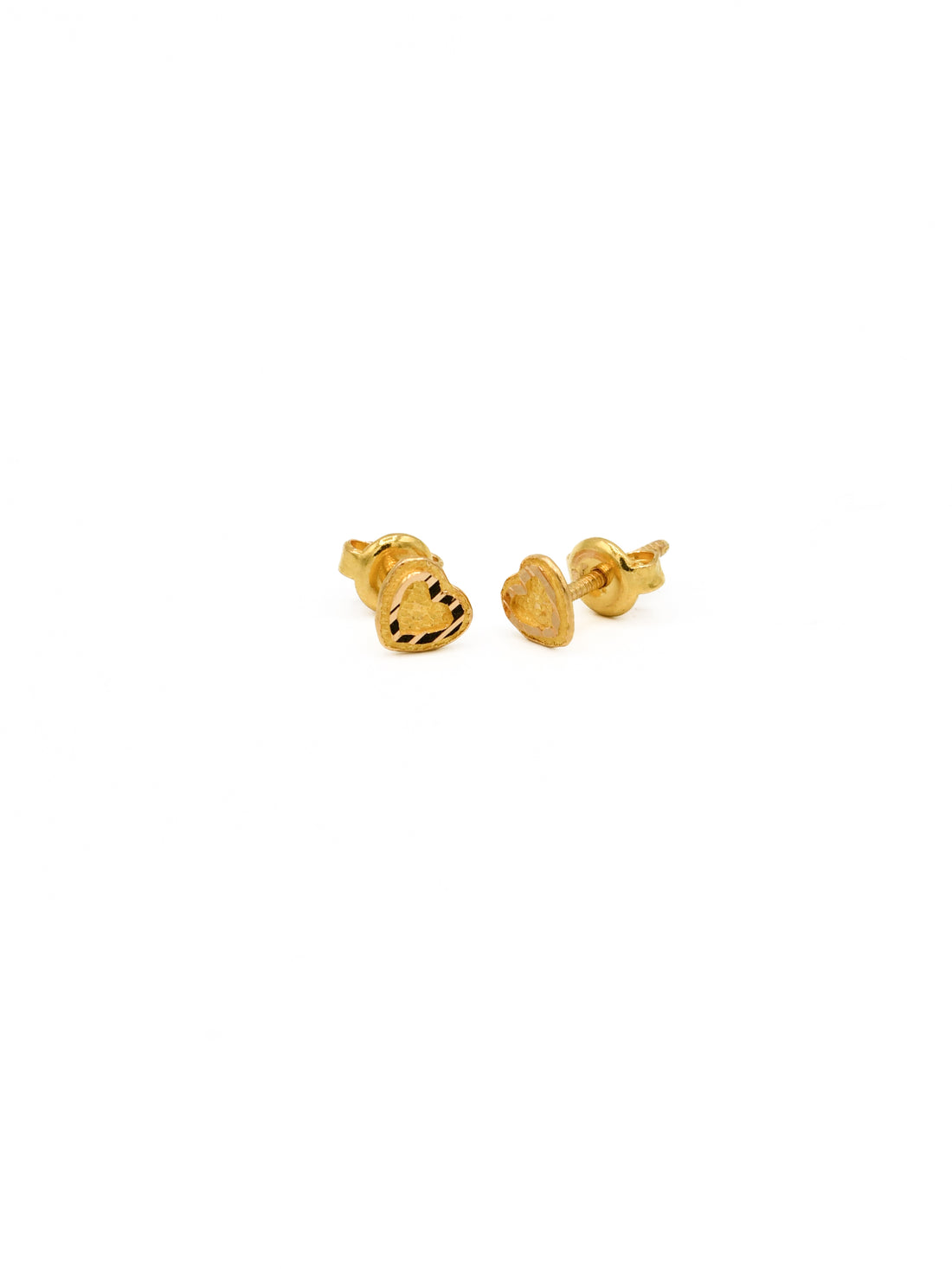 22ct Gold Heart Stud Earrings