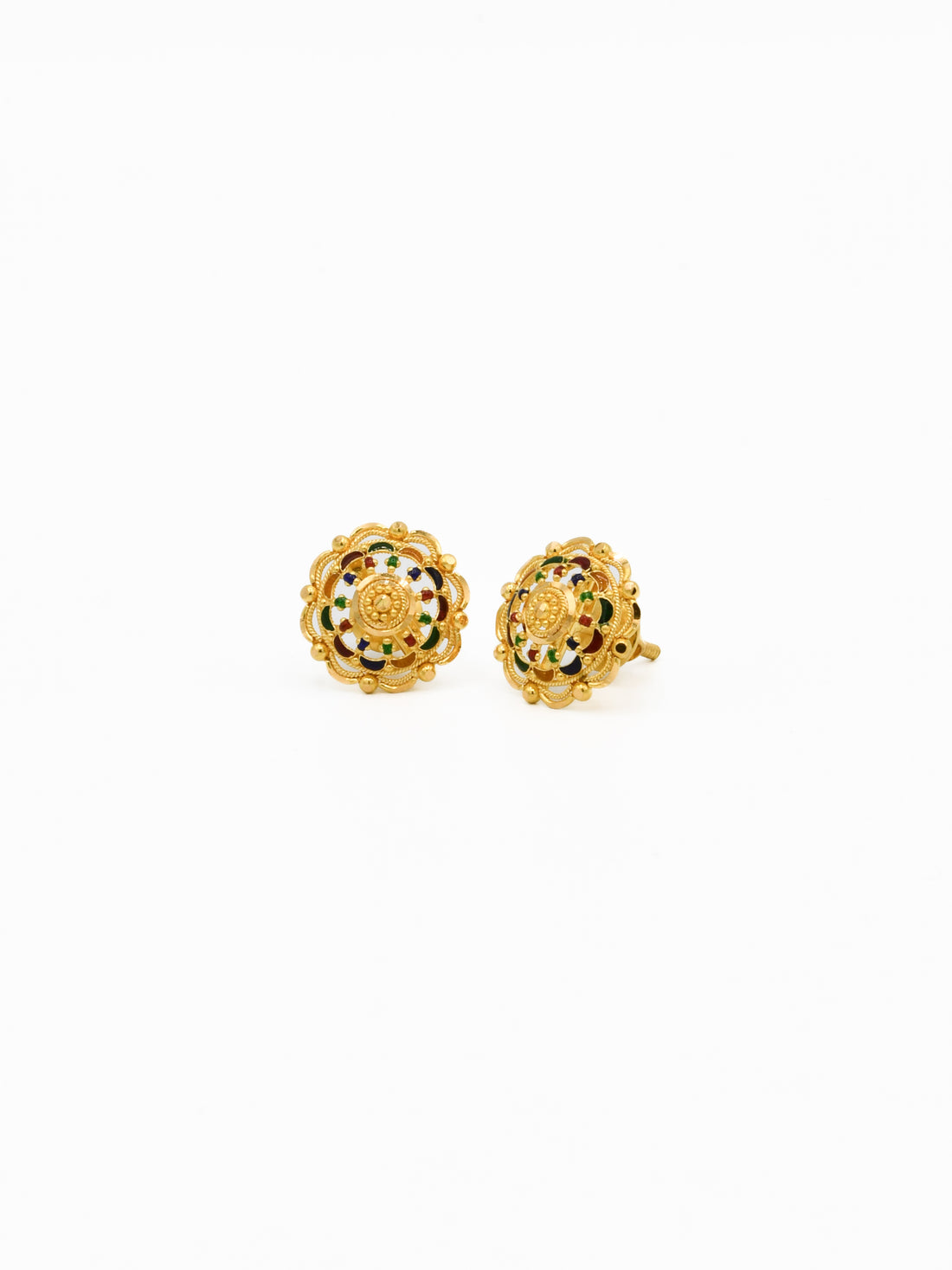 22ct Gold CZ Meena Stud Earrings