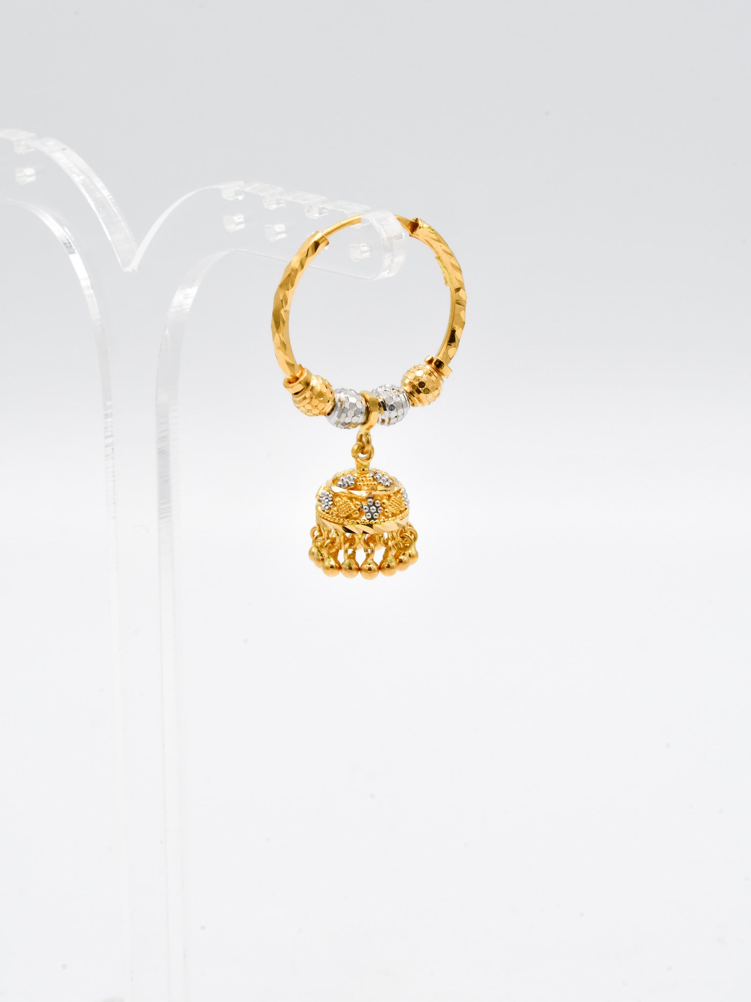 22ct Gold Two Tone Ball Jhumki Bali - Roop Darshan