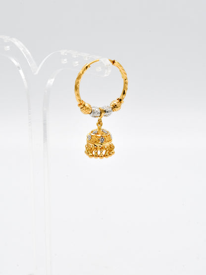 22ct Gold Two Tone Ball Jhumki Bali - Roop Darshan