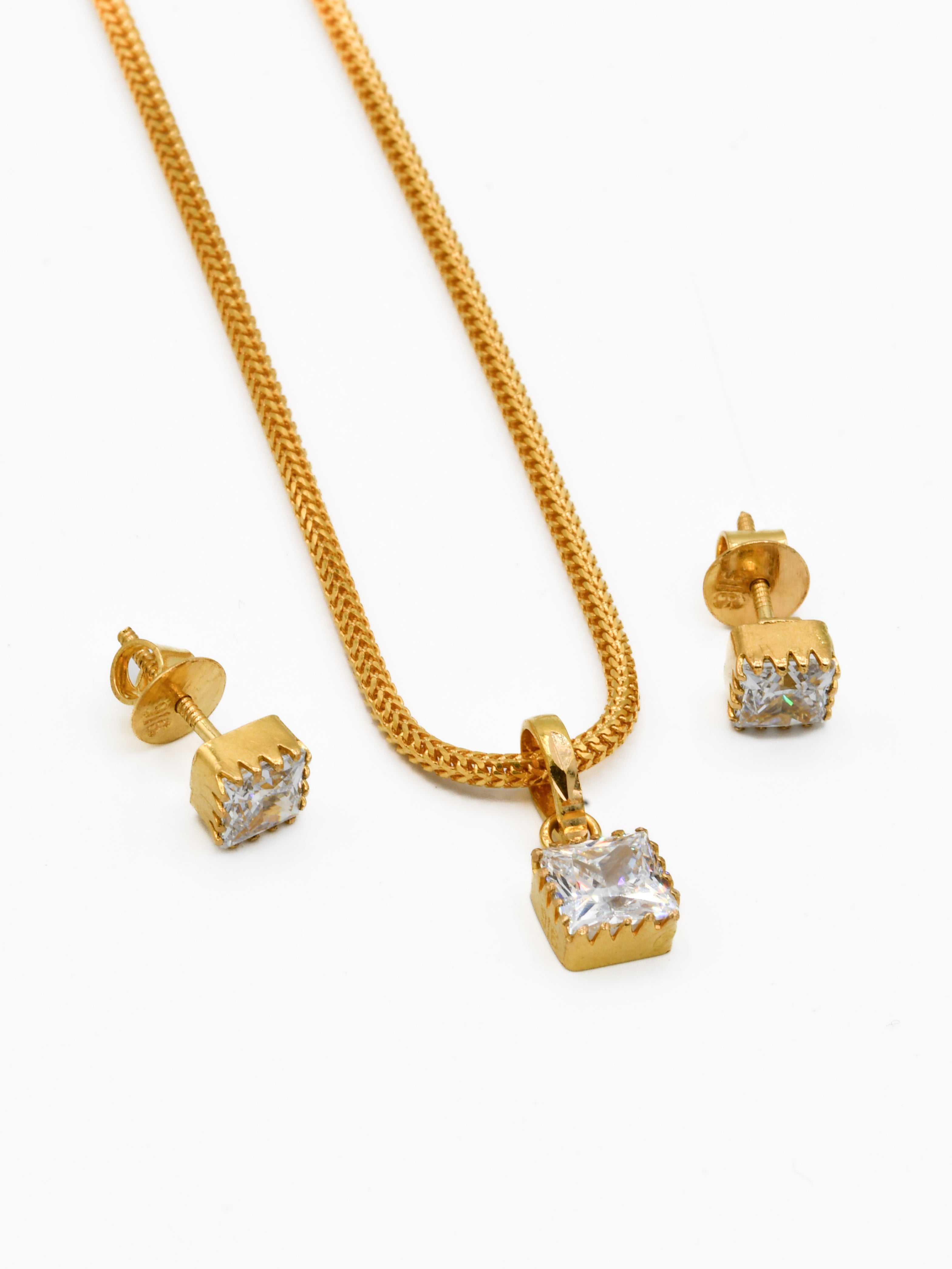 22ct Gold CZ Pendant Set