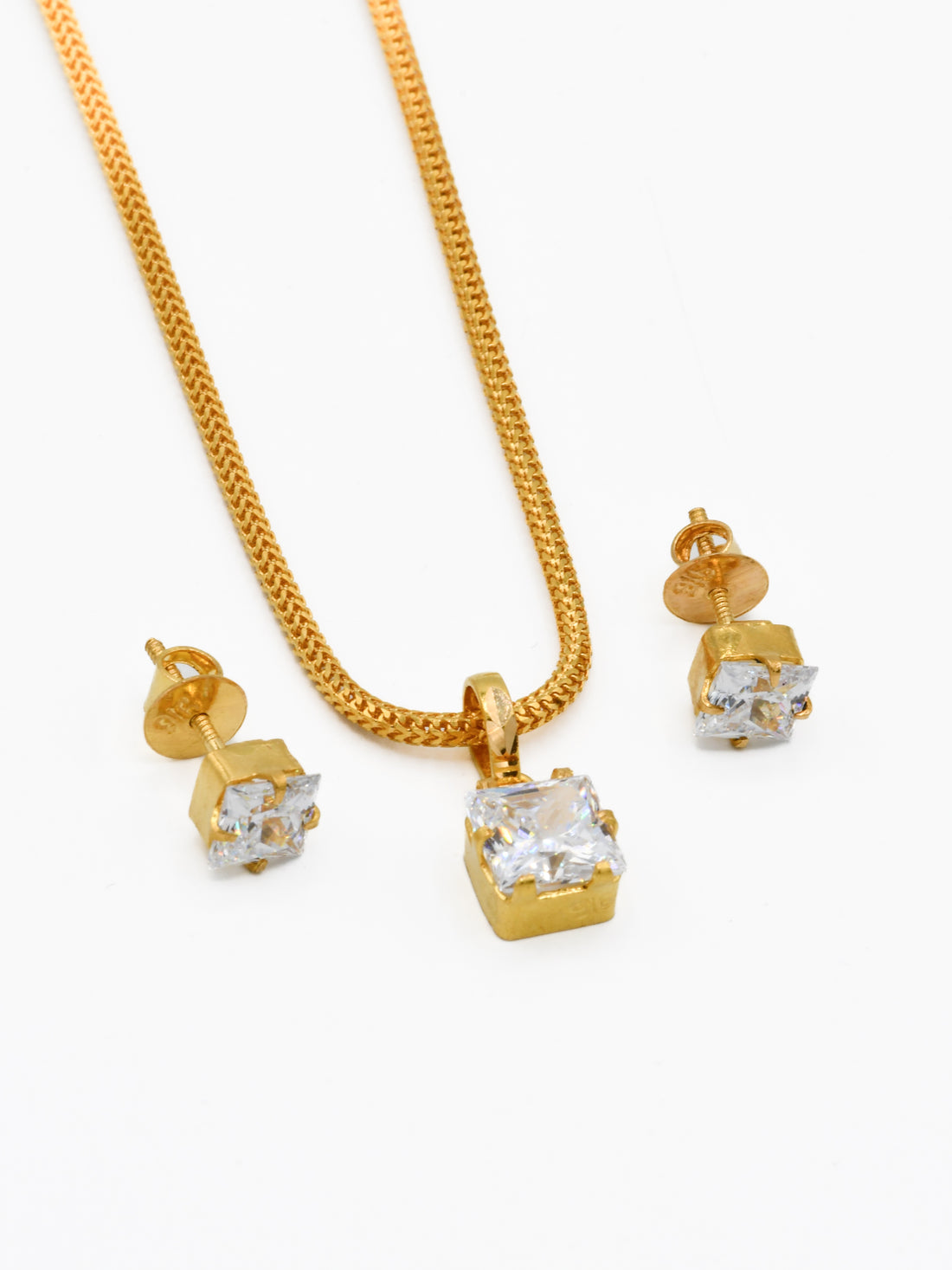 22ct Gold CZ Pendant Set