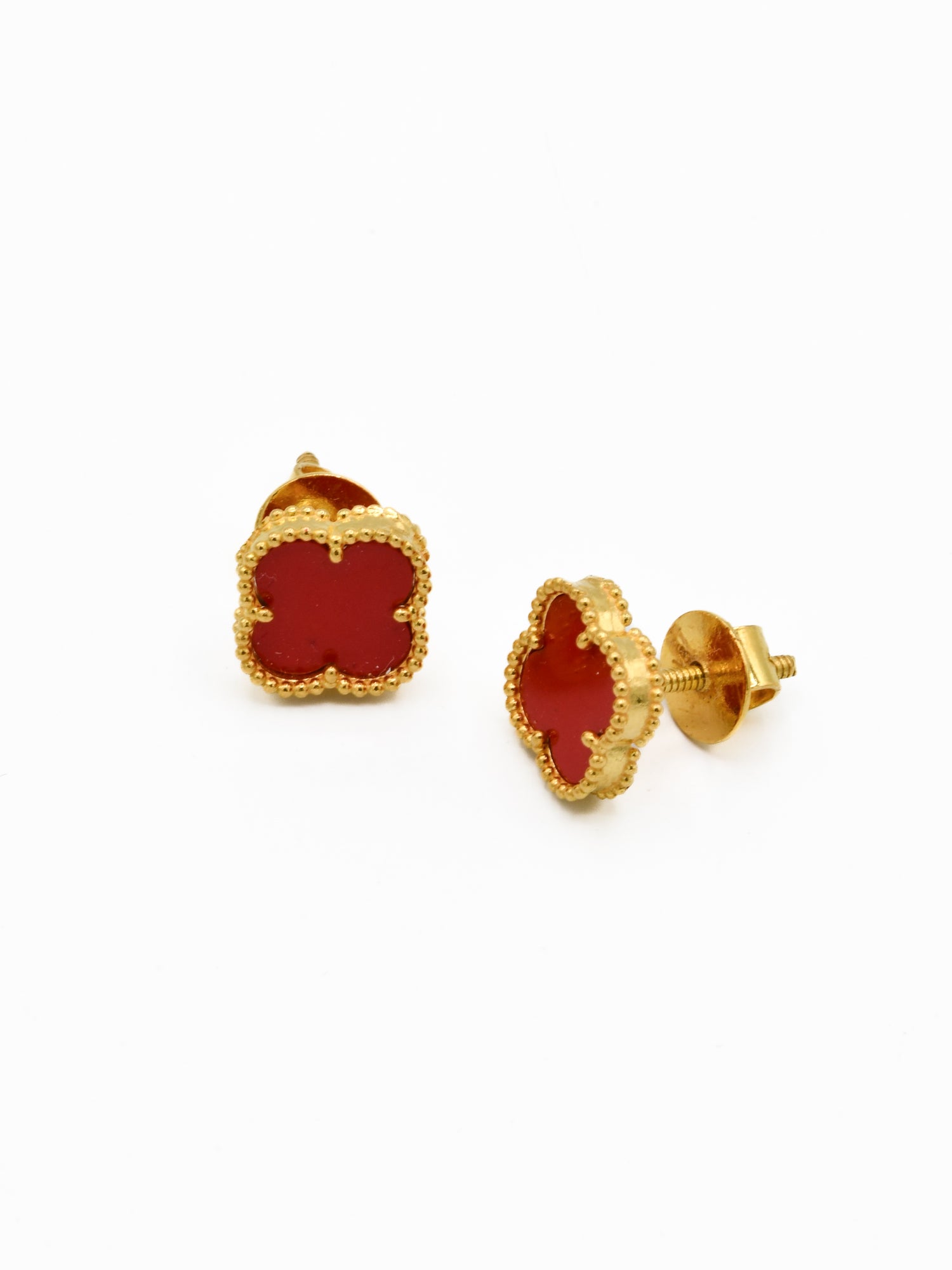 22ct Gold Red Flower Pendant Set