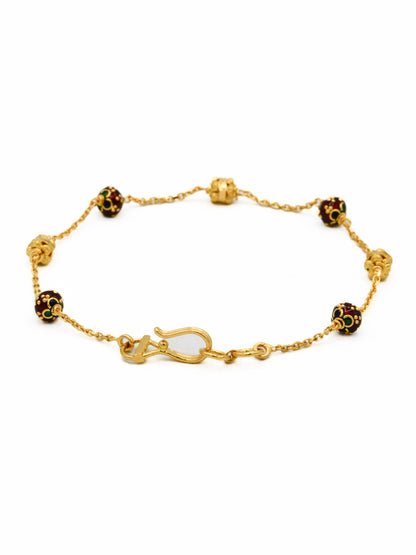 22ct Gold Minakari Ball Ladies Bracelet