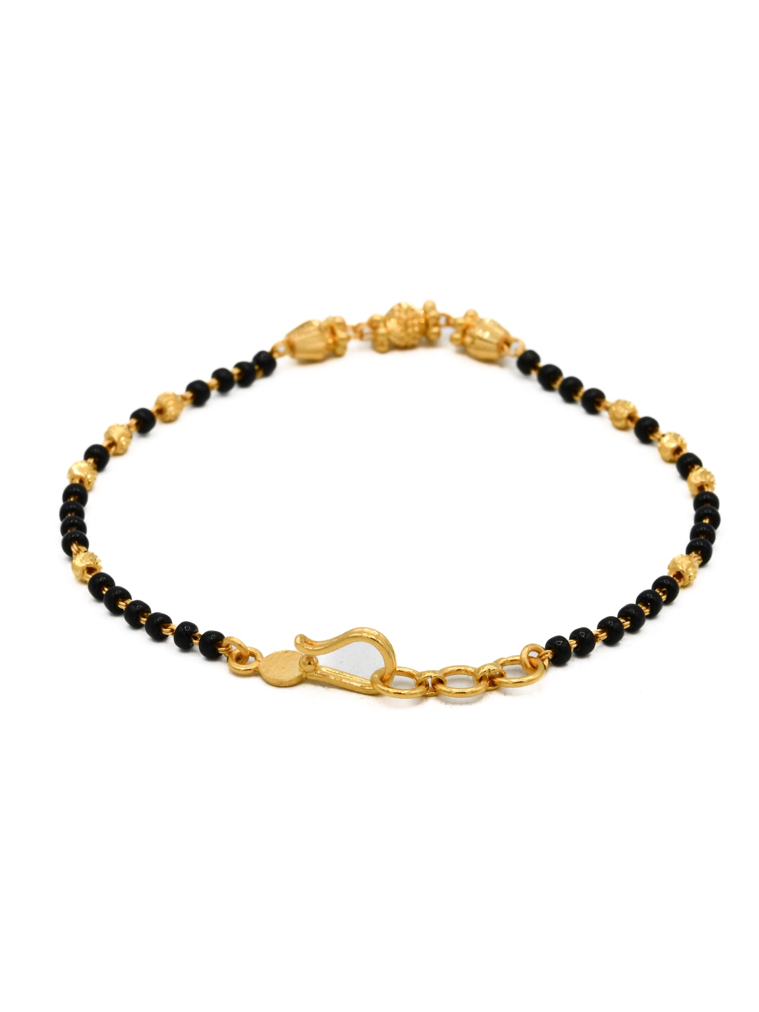 22ct Gold Black Beads Ladies Bracelet