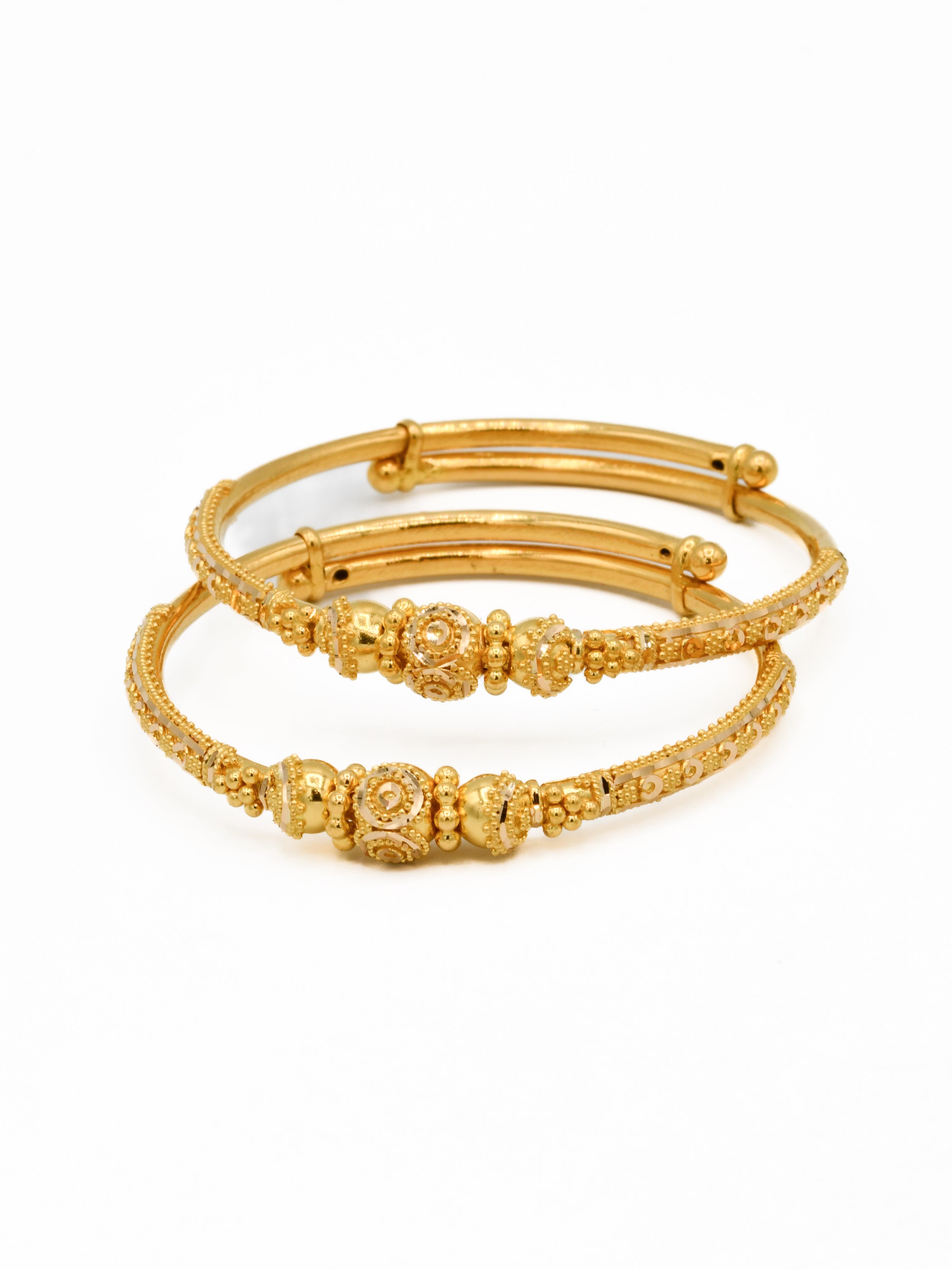 22ct Gold Ball Adjustable Pair Baby Bangle